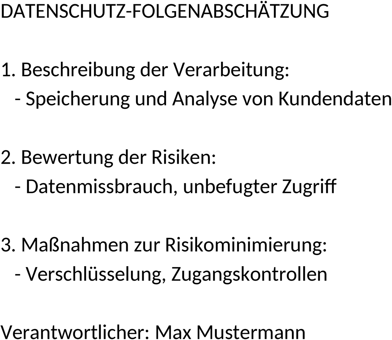 Word-Vorlage für Datenschutz-Folgenabschätzung