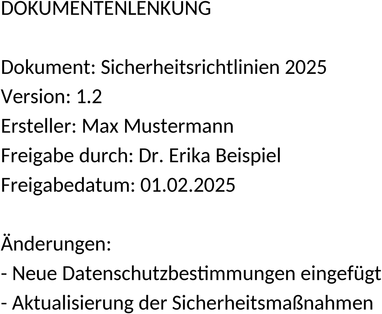 Word-Vorlage für Dokumentenlenkung