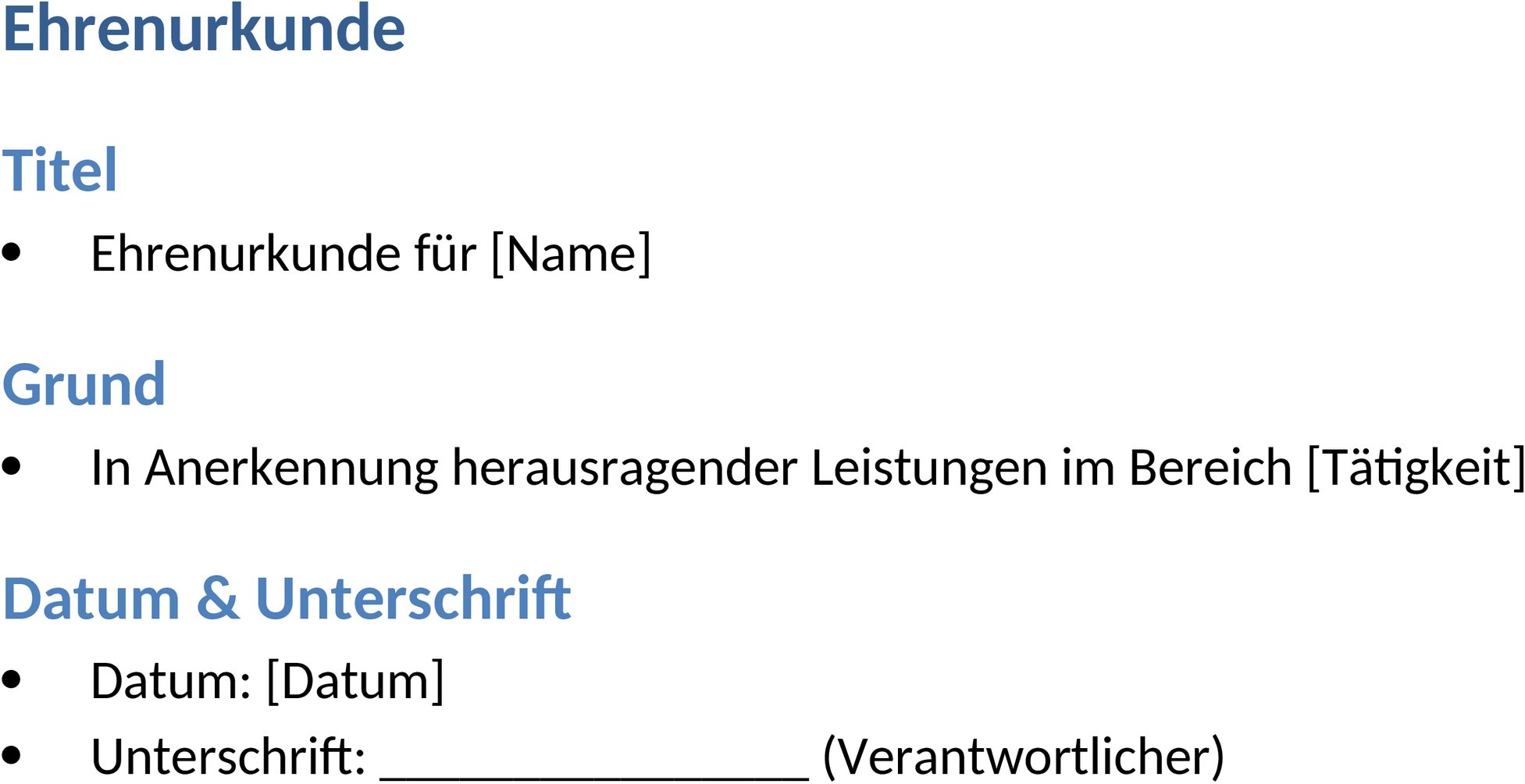 Word-Vorlage Ehrenurkunde