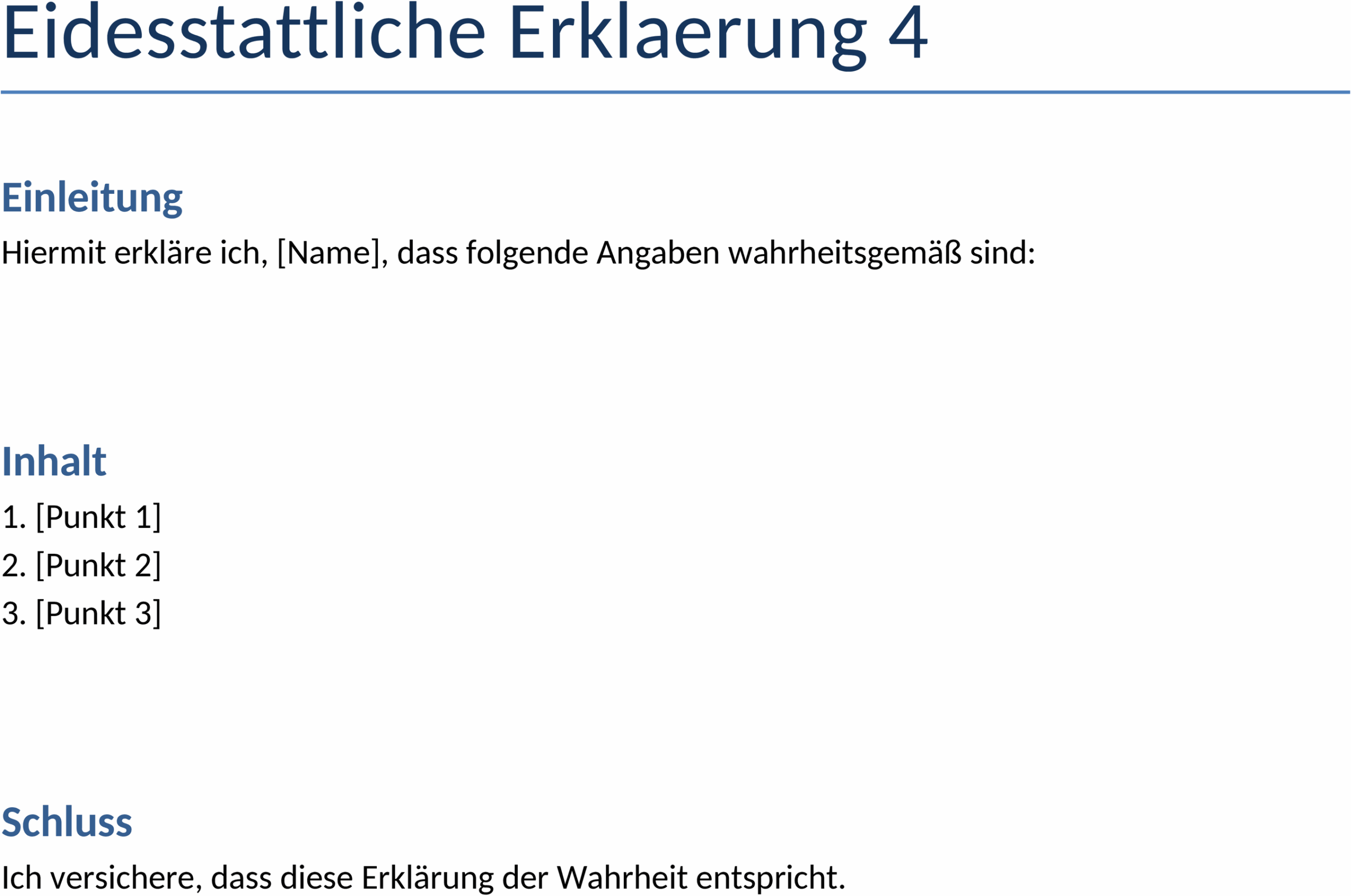 Word Vorlage Eidesstattliche Erklärung