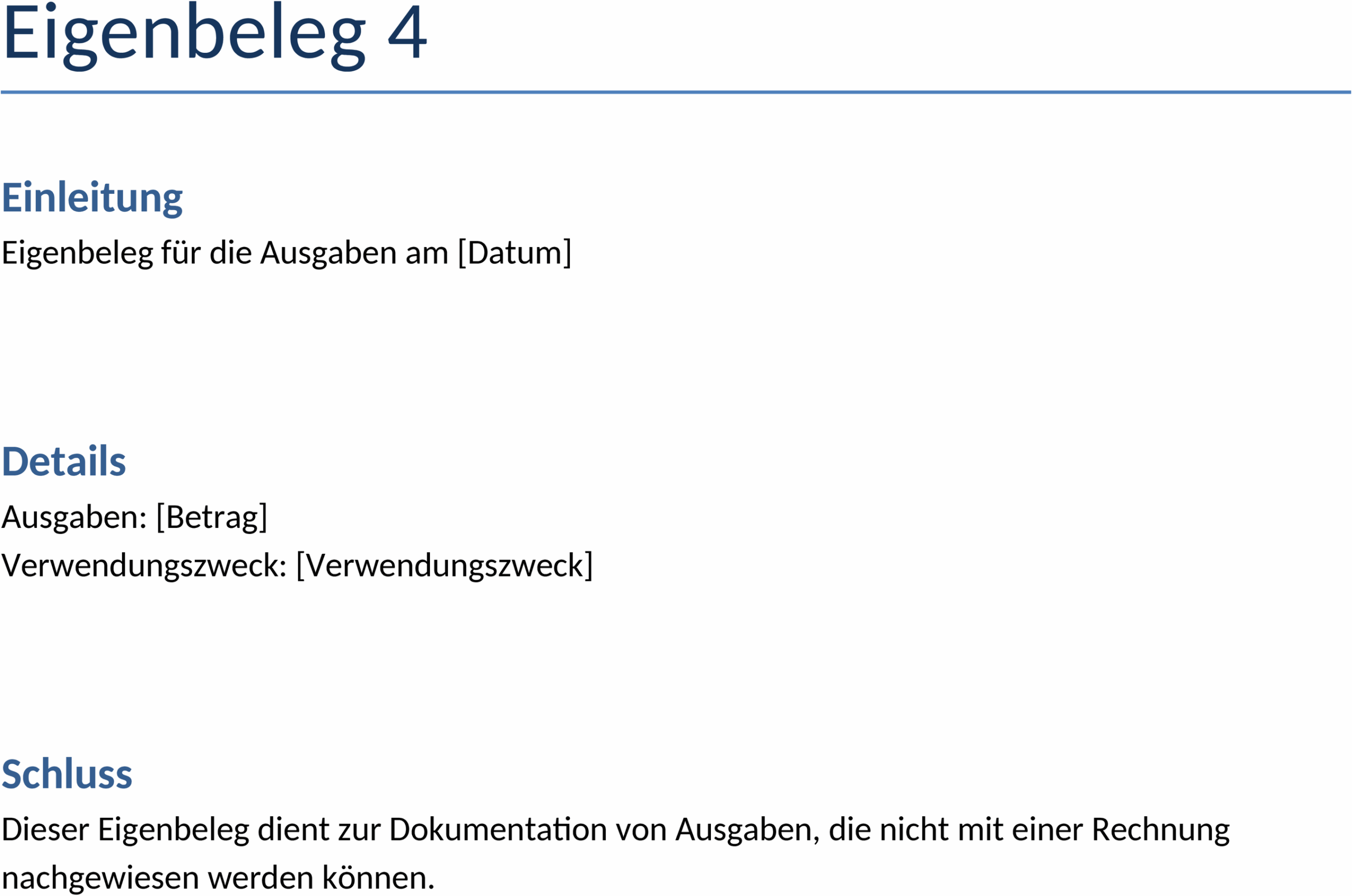Word-Vorlage für Eigenbeleg