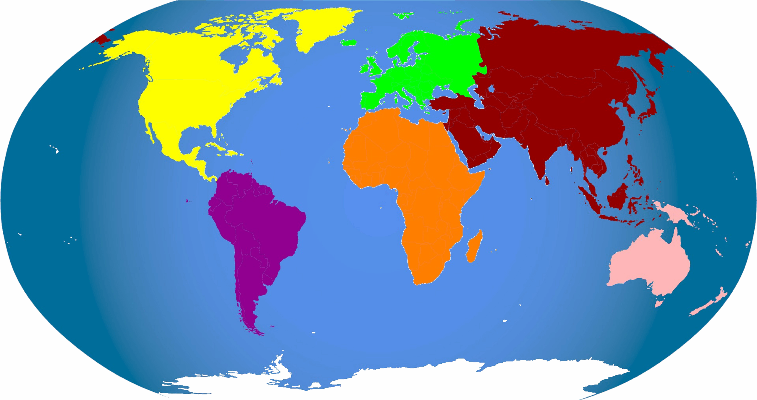 Word-Vorlage: Einfache Weltkarte der Kontinente