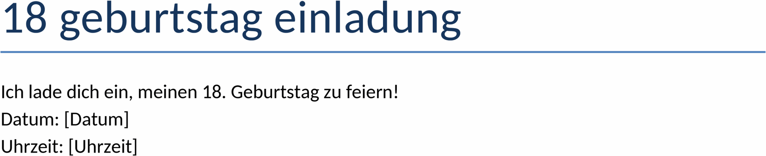 Word-Vorlage Einladung 18. Geburtstag