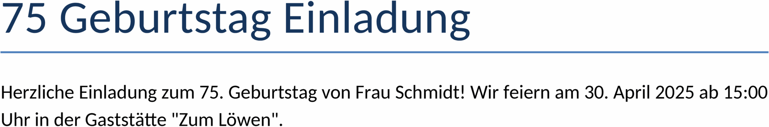 Word Vorlage Einladung 75. Geburtstag