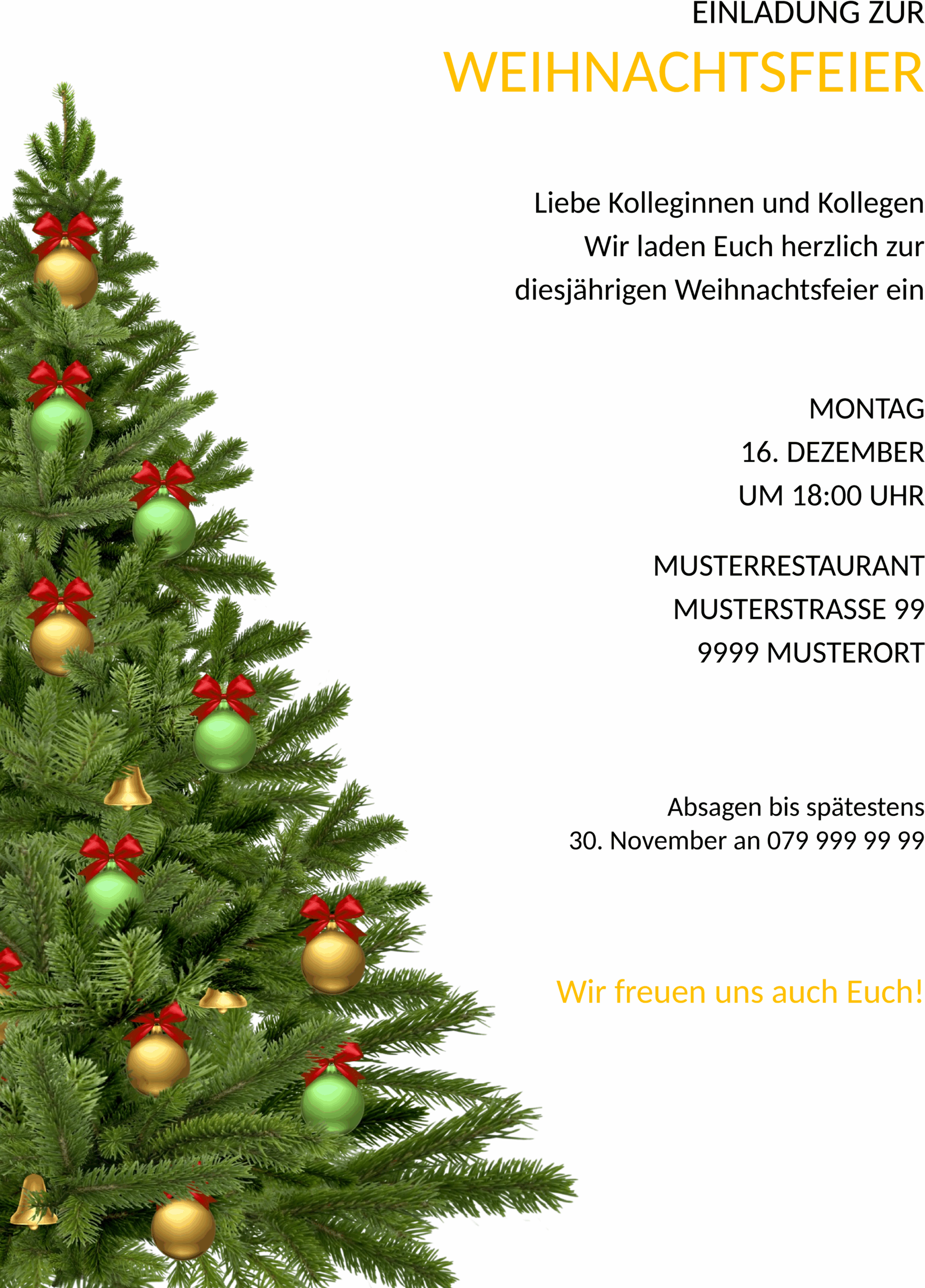 Word-Vorlage Einladung zur Weihnachtsfeier