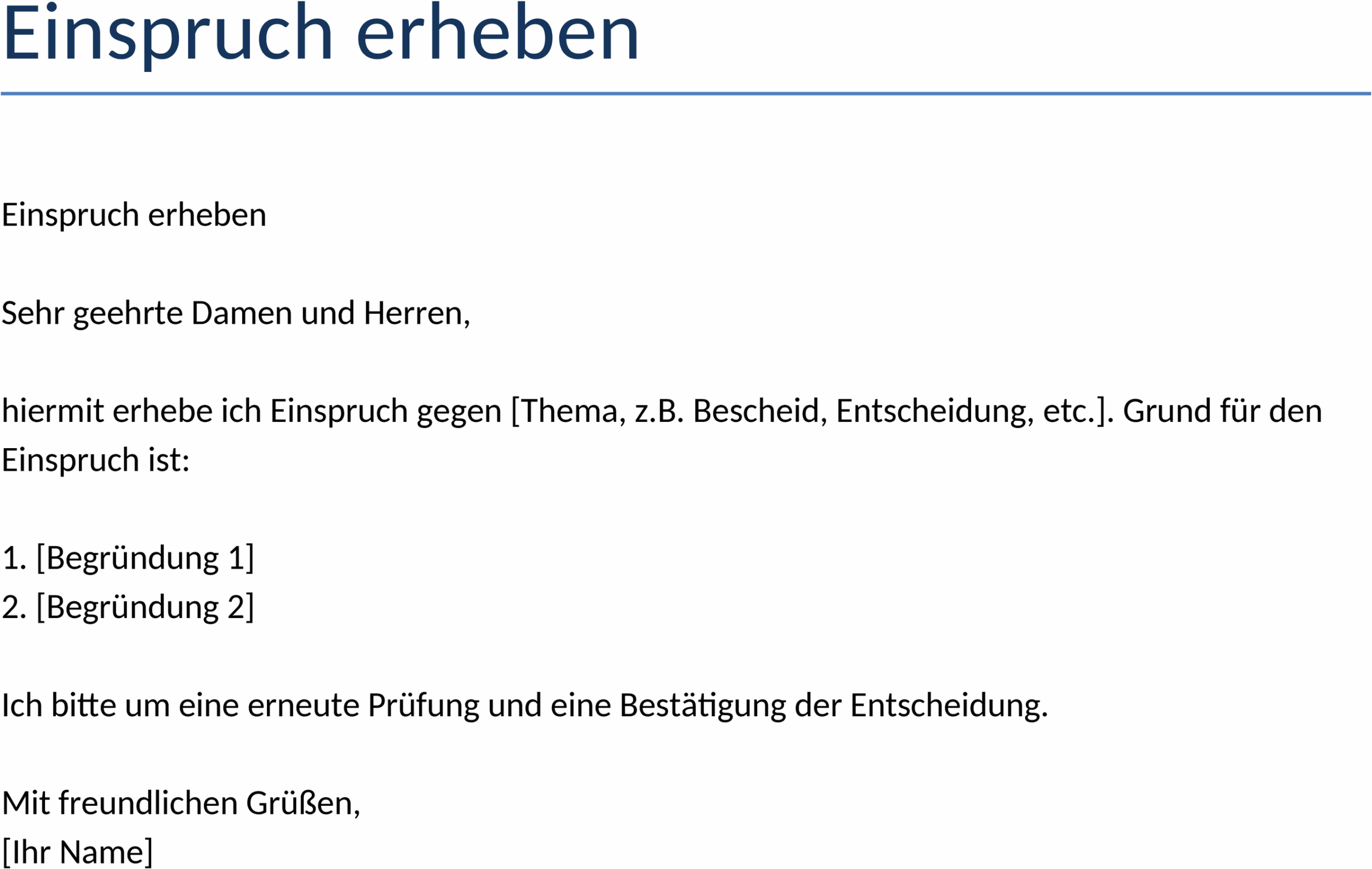 Word-Vorlage Einspruch Erheben