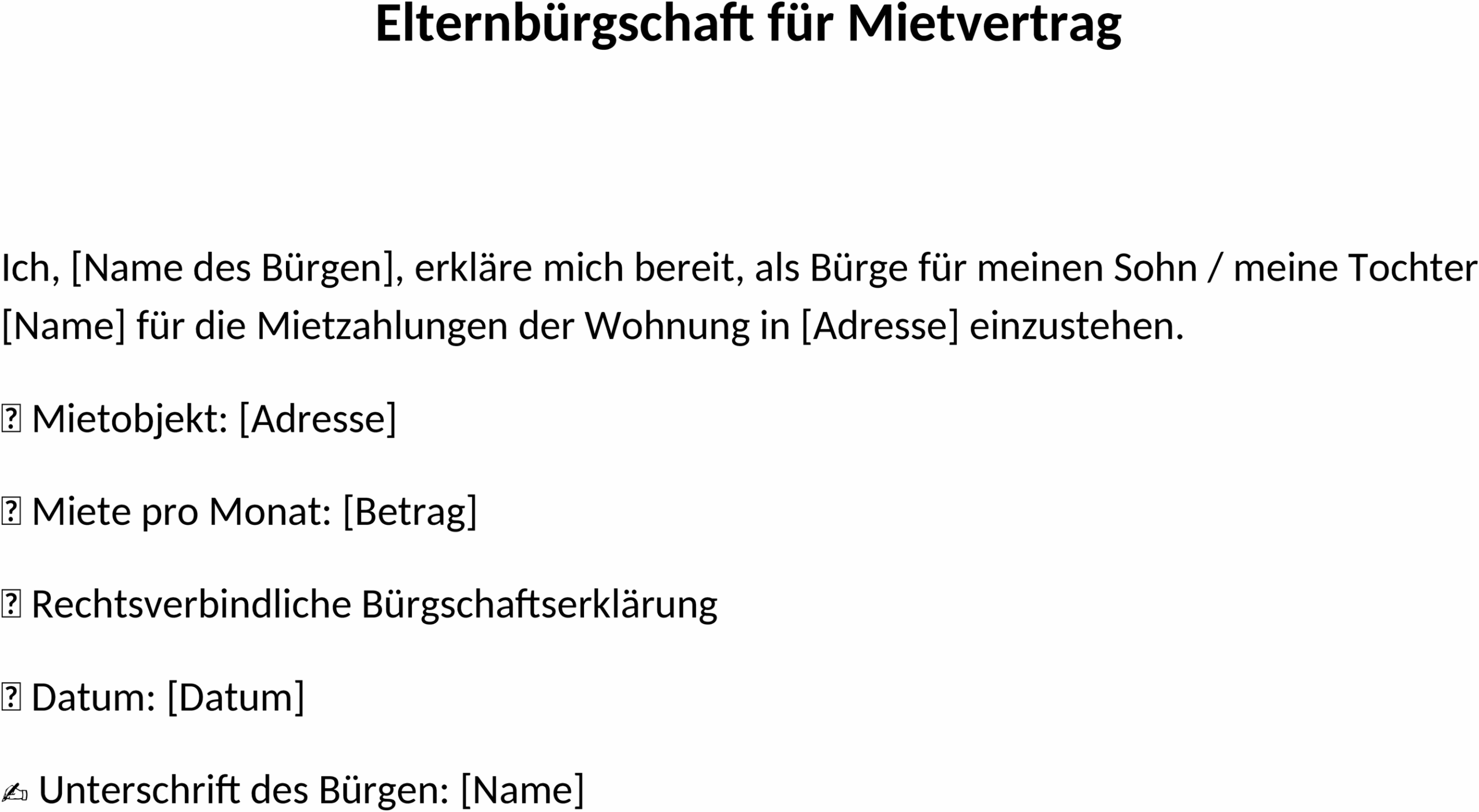 Word-Vorlage Elternbuergschaft Miete