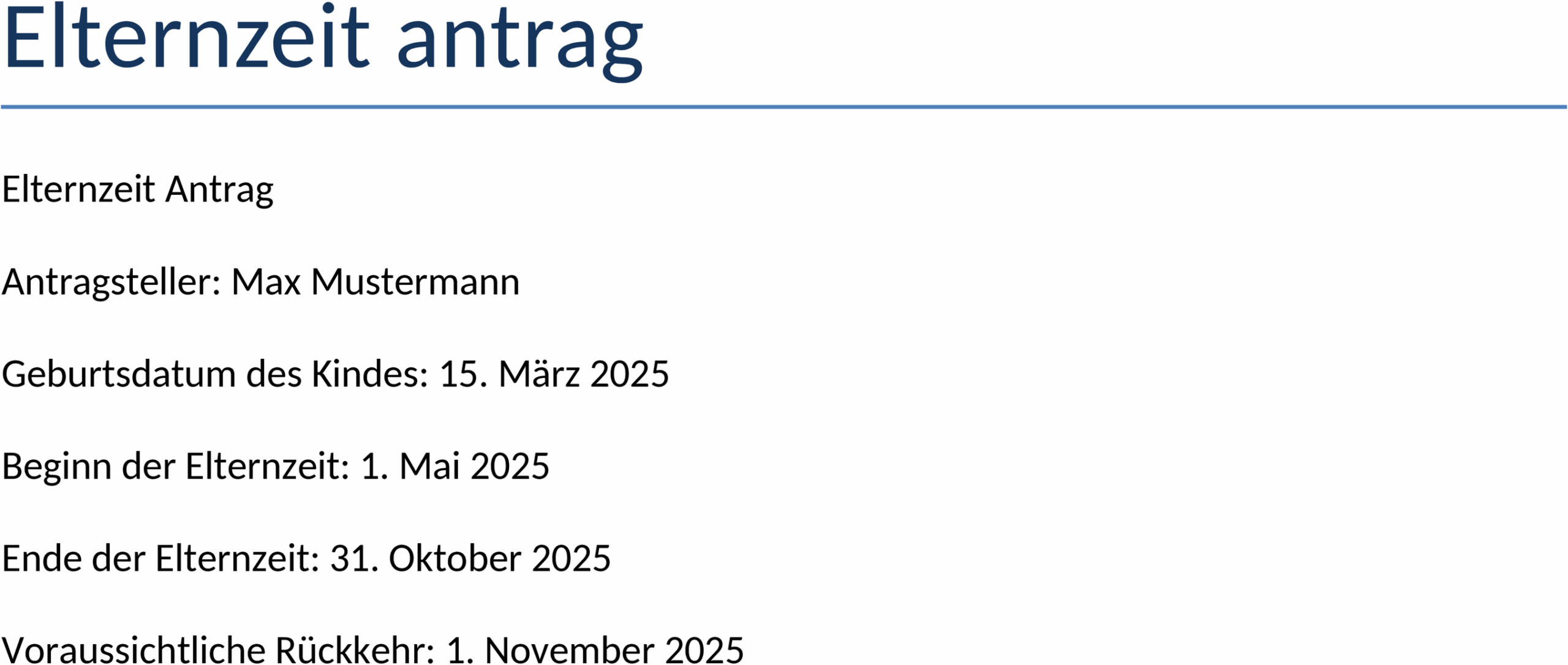 Word Vorlage Elternzeitantrag