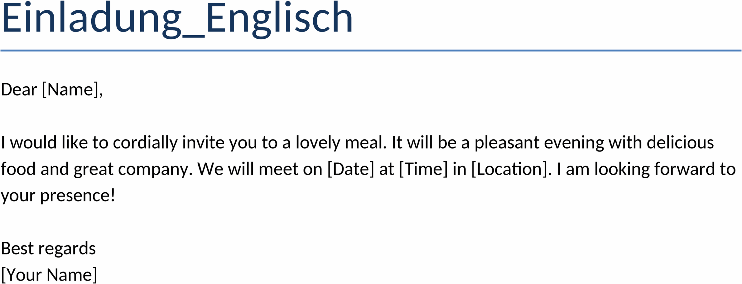 Word-Vorlage Englische Einladung
