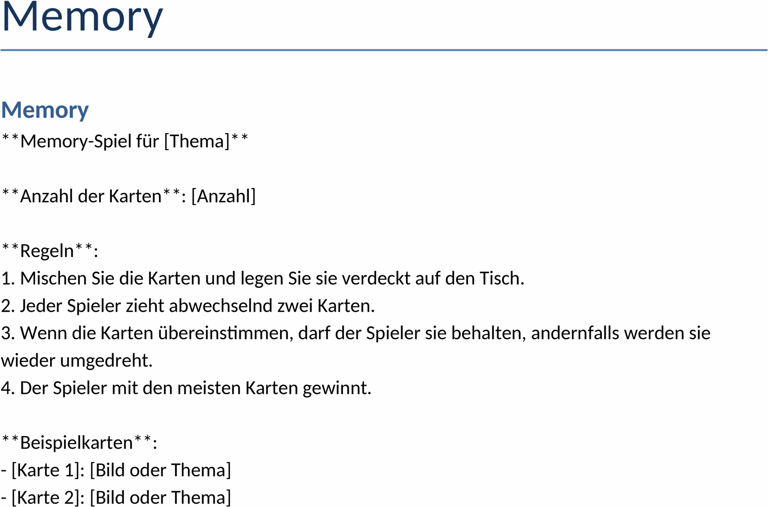 Word-Vorlage für Erinnerungen