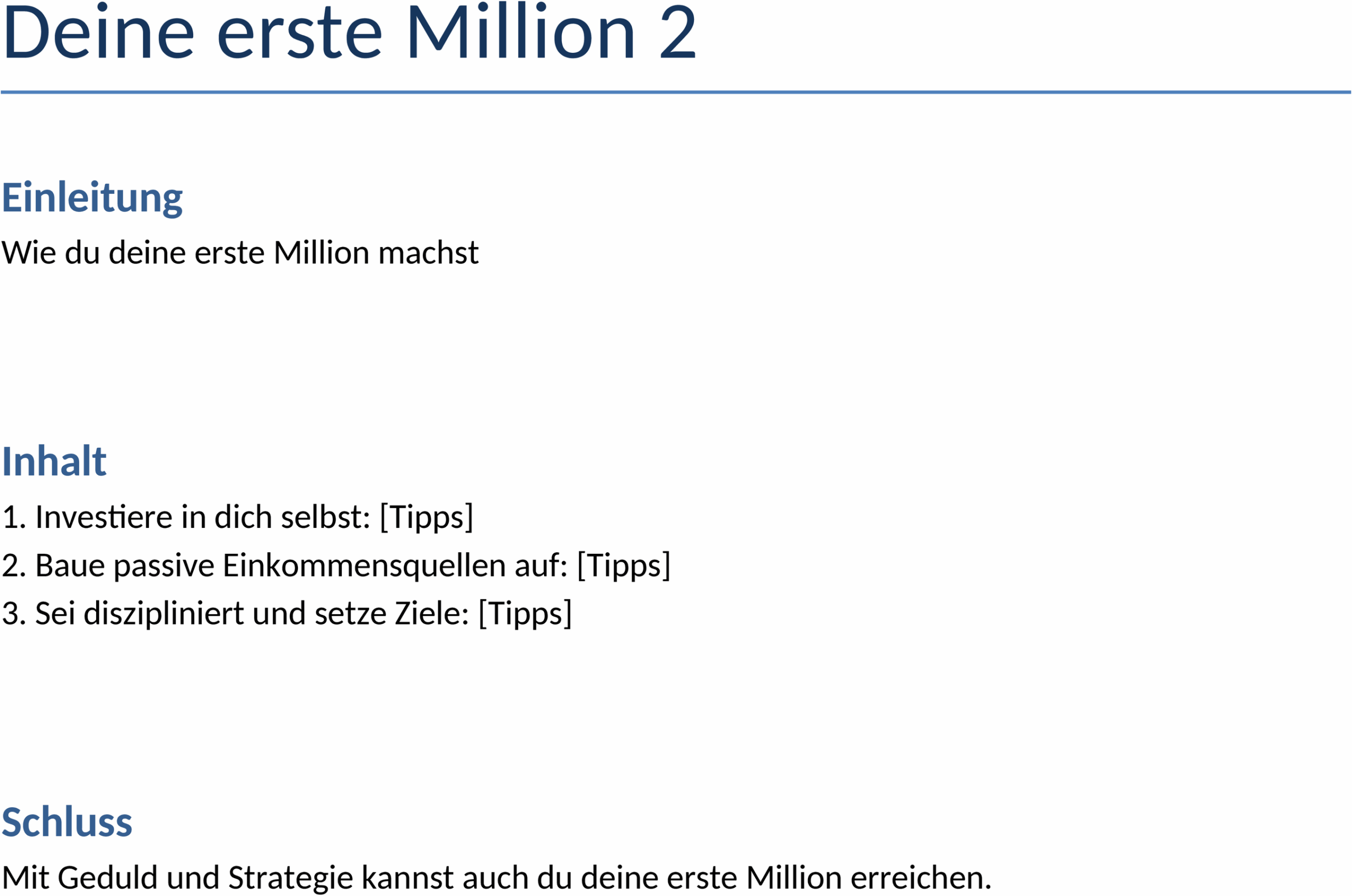 Word-Vorlage Erste Million