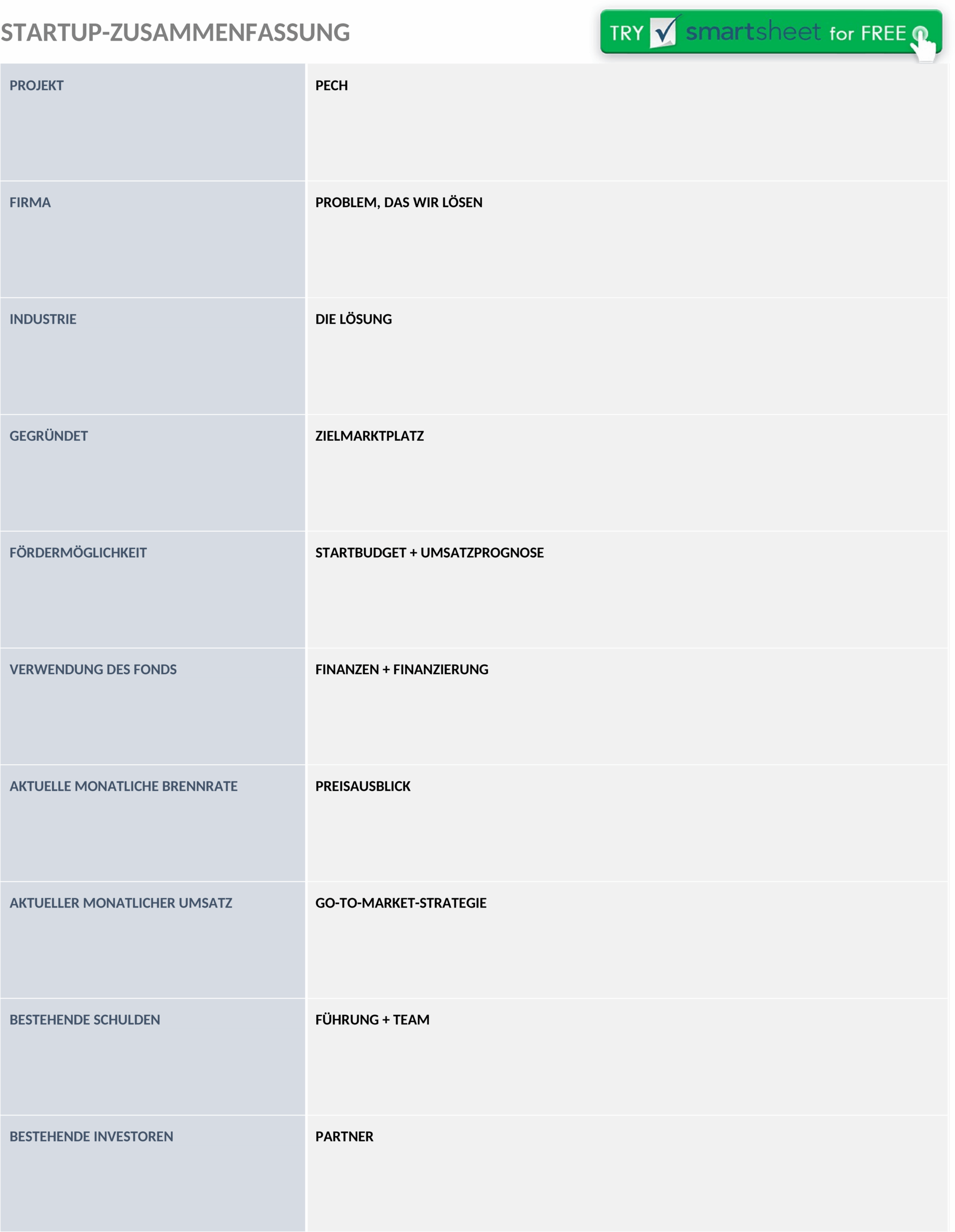 Word-Vorlage Executive Summary für Start-ups