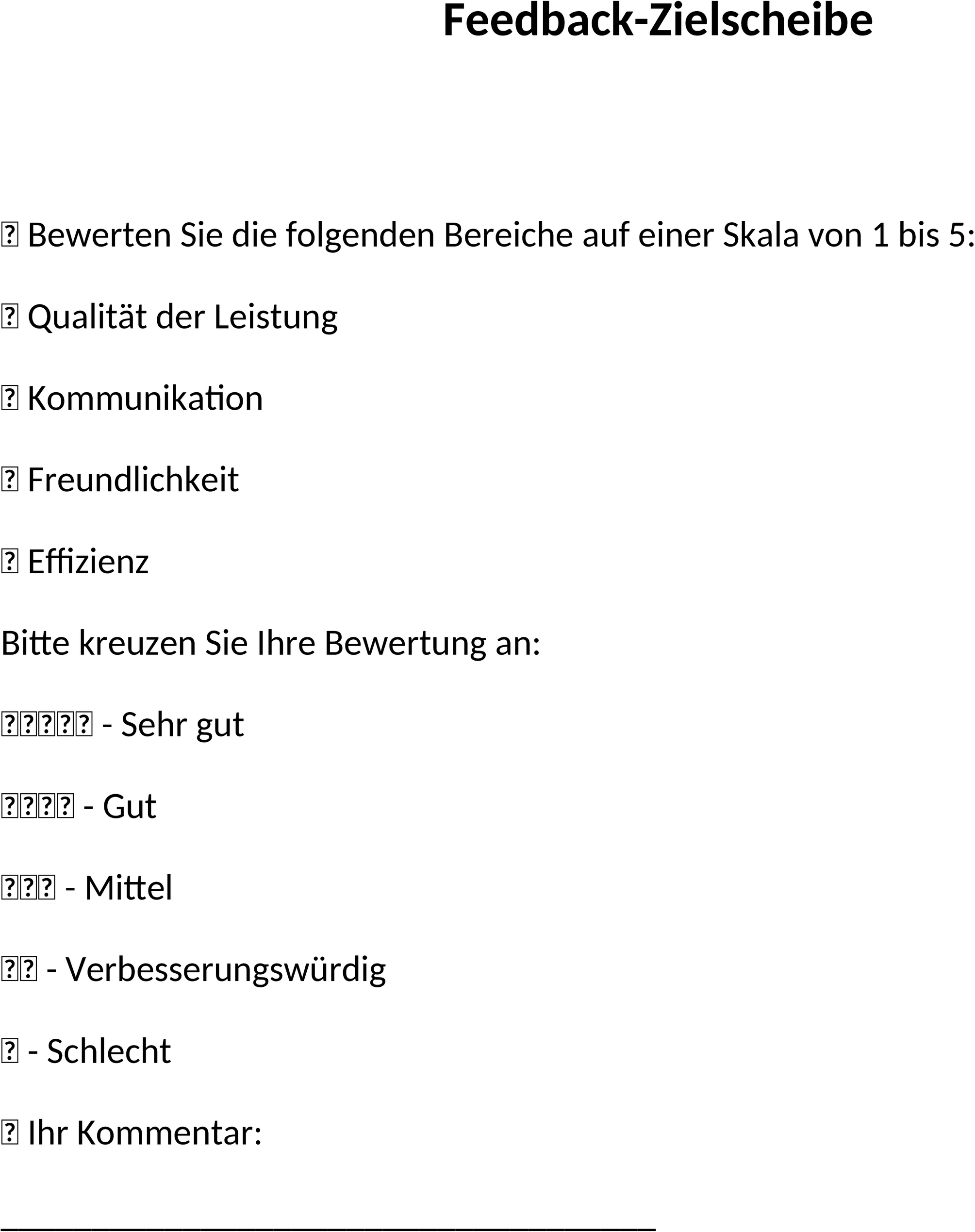 Word-Vorlage zur Feedback-Zielscheibe