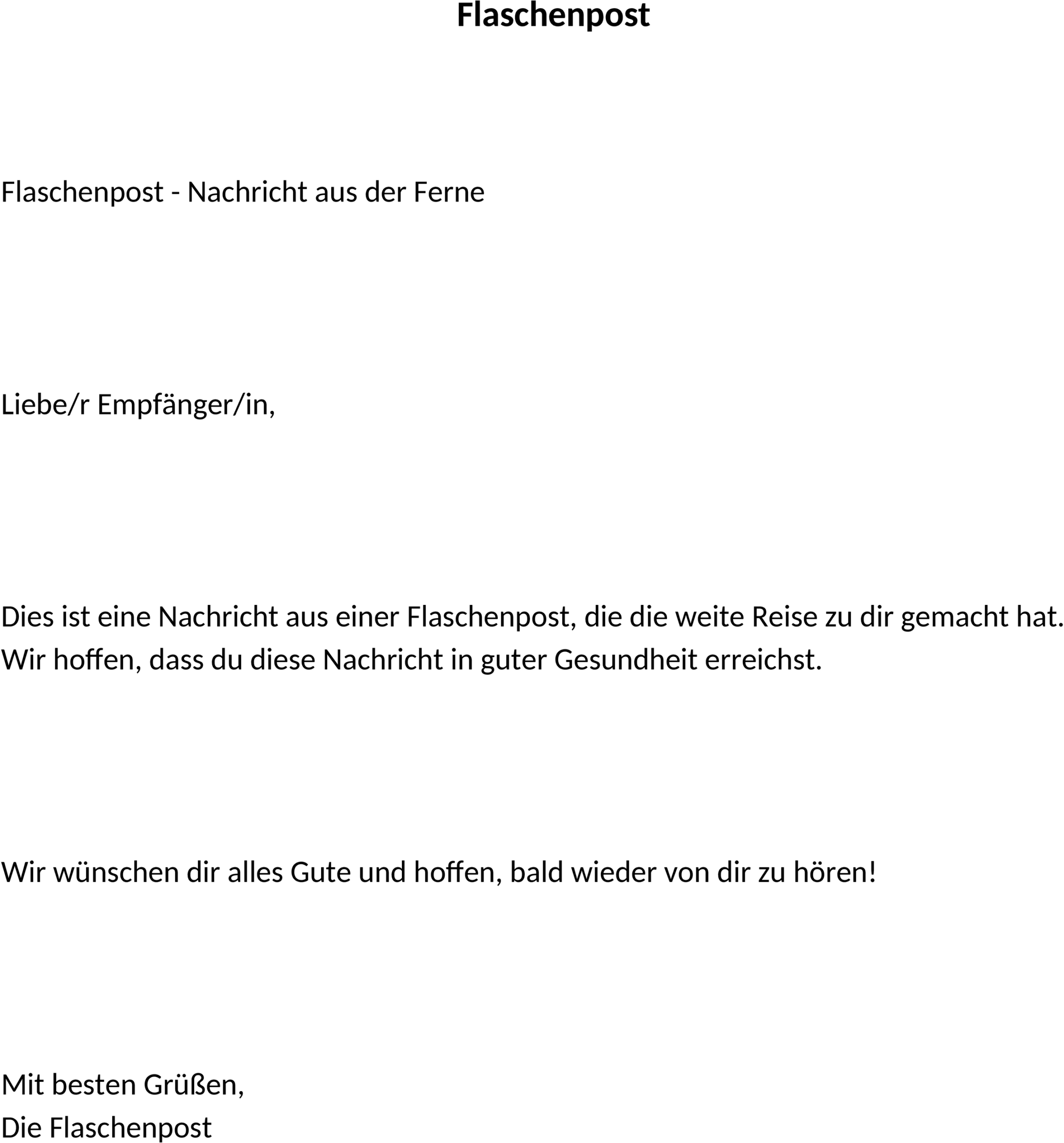 Word-Vorlage Flaschenpost