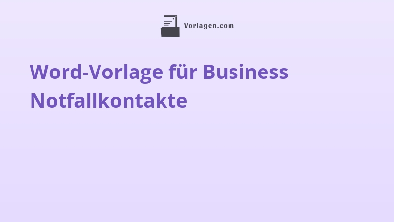Word-Vorlage für Business Notfallkontakte