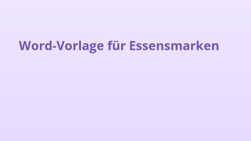 Word-Vorlage für Essensmarken