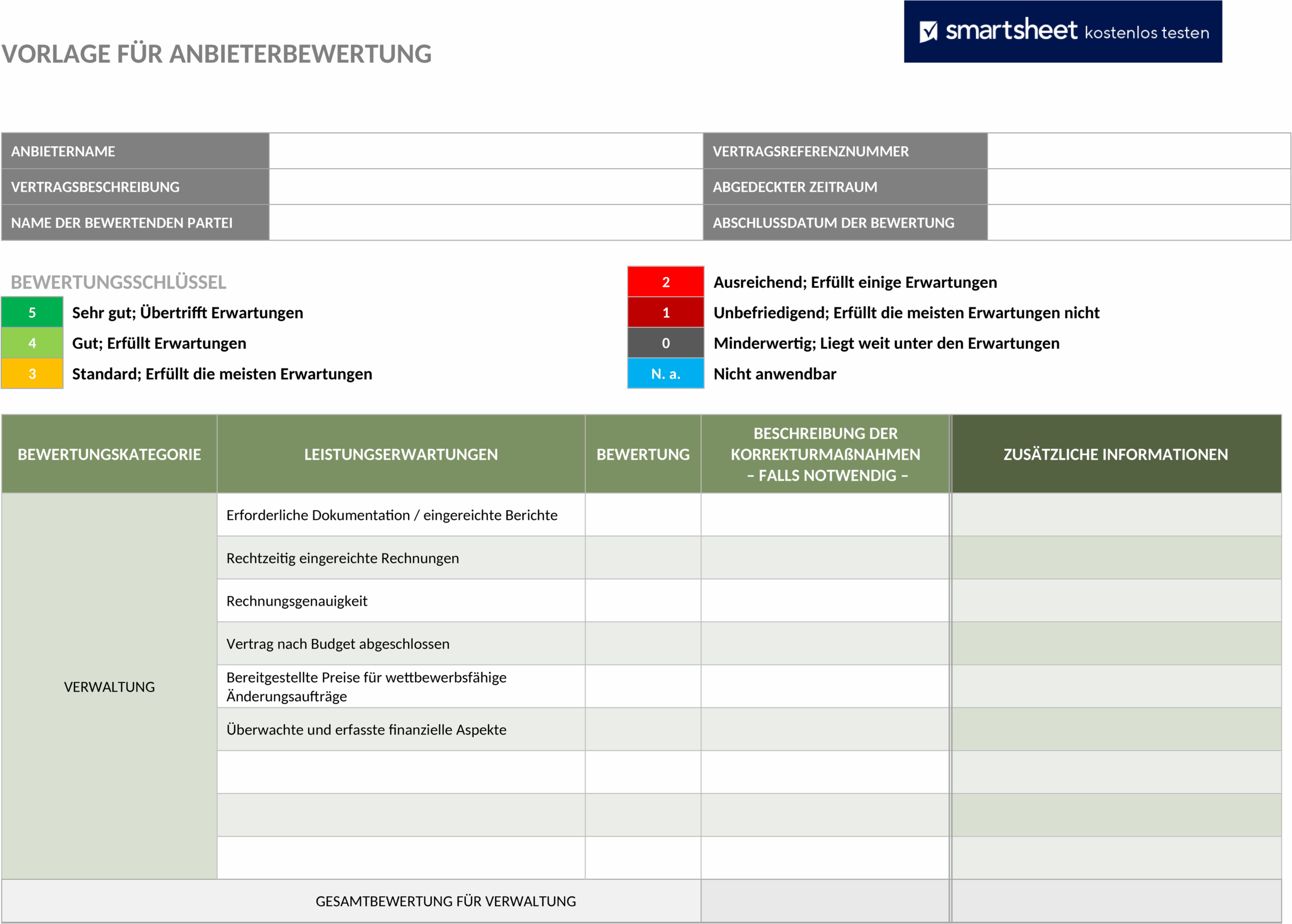 Word-Vorlage für Lieferantenbewertung