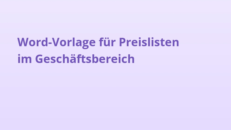 Word-Vorlage für Preislisten im Geschäftsbereich