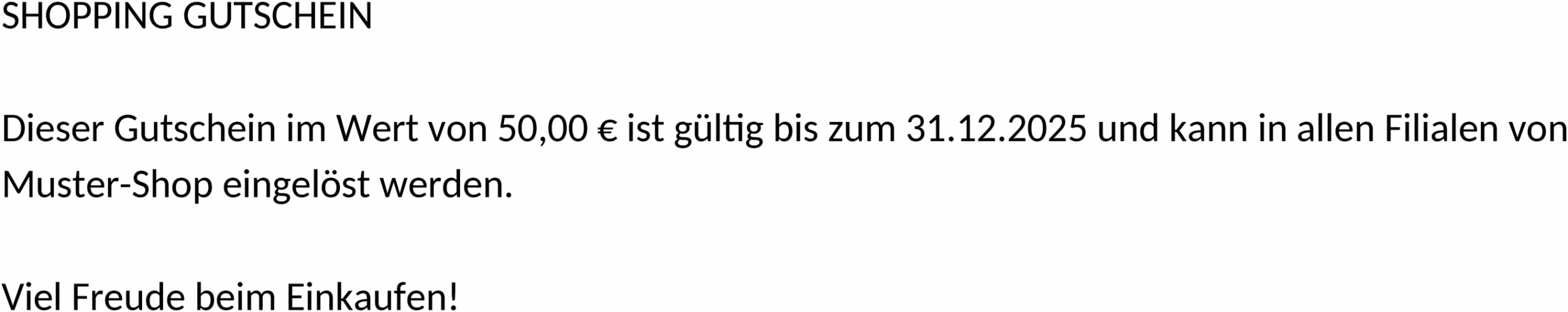 Word-Vorlage für Shopping-Gutschein