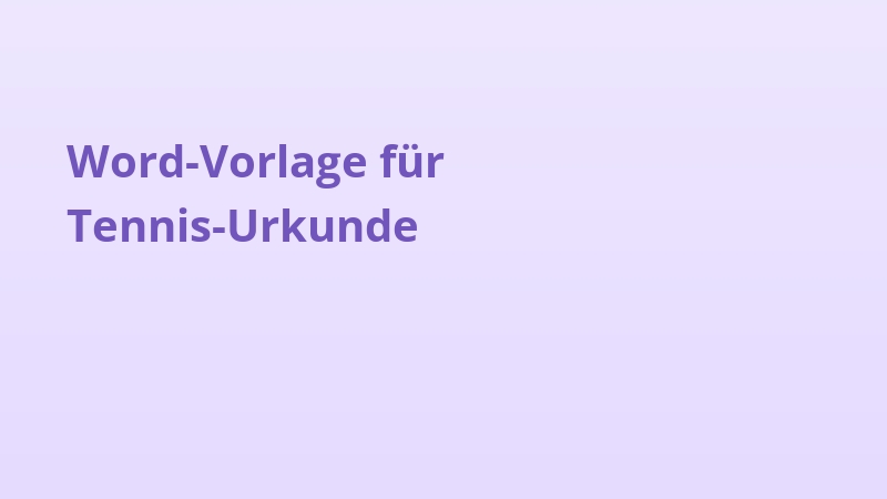 Word-Vorlage für Tennis-Urkunde