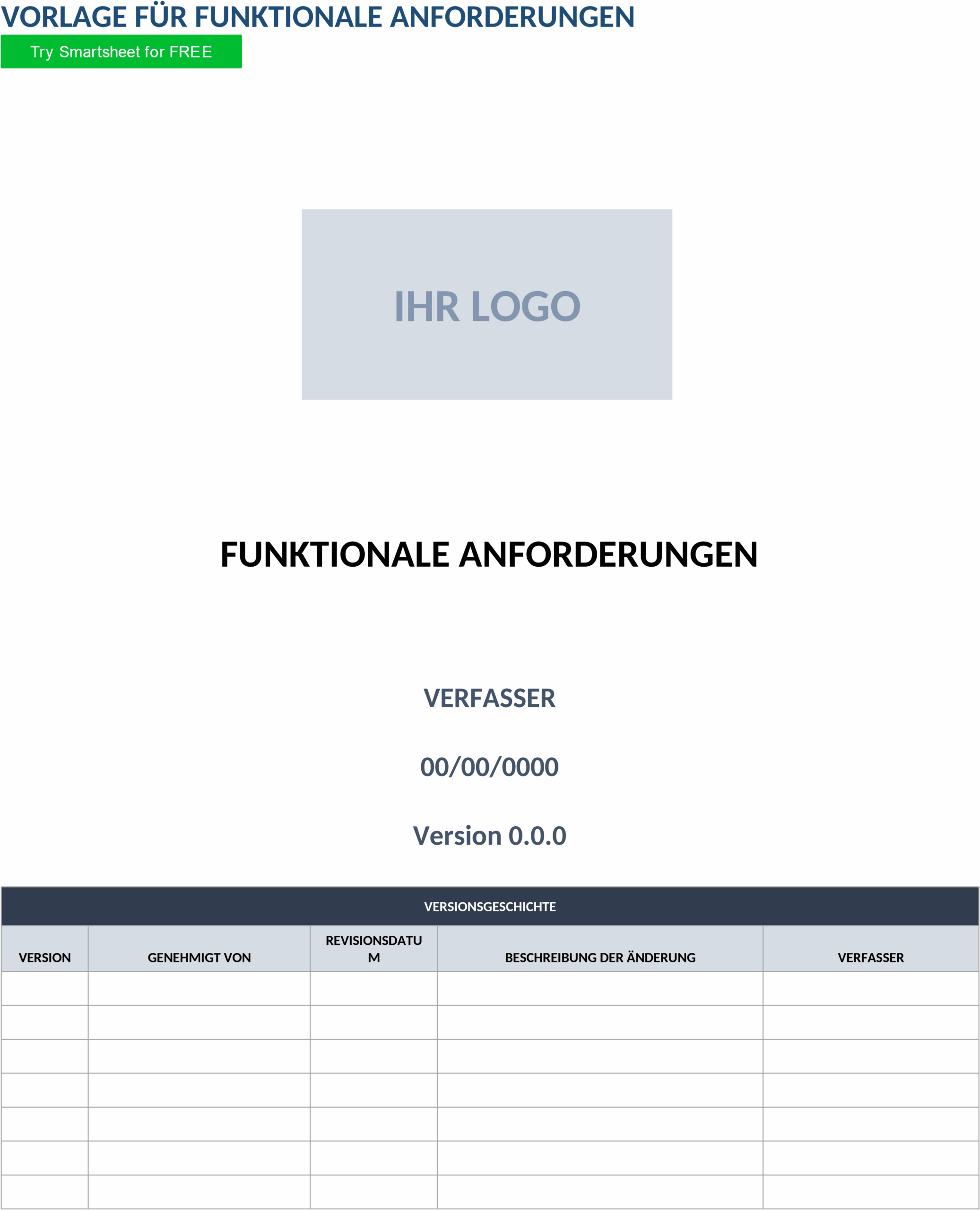 Word-Vorlage für Funktionale Anforderungen