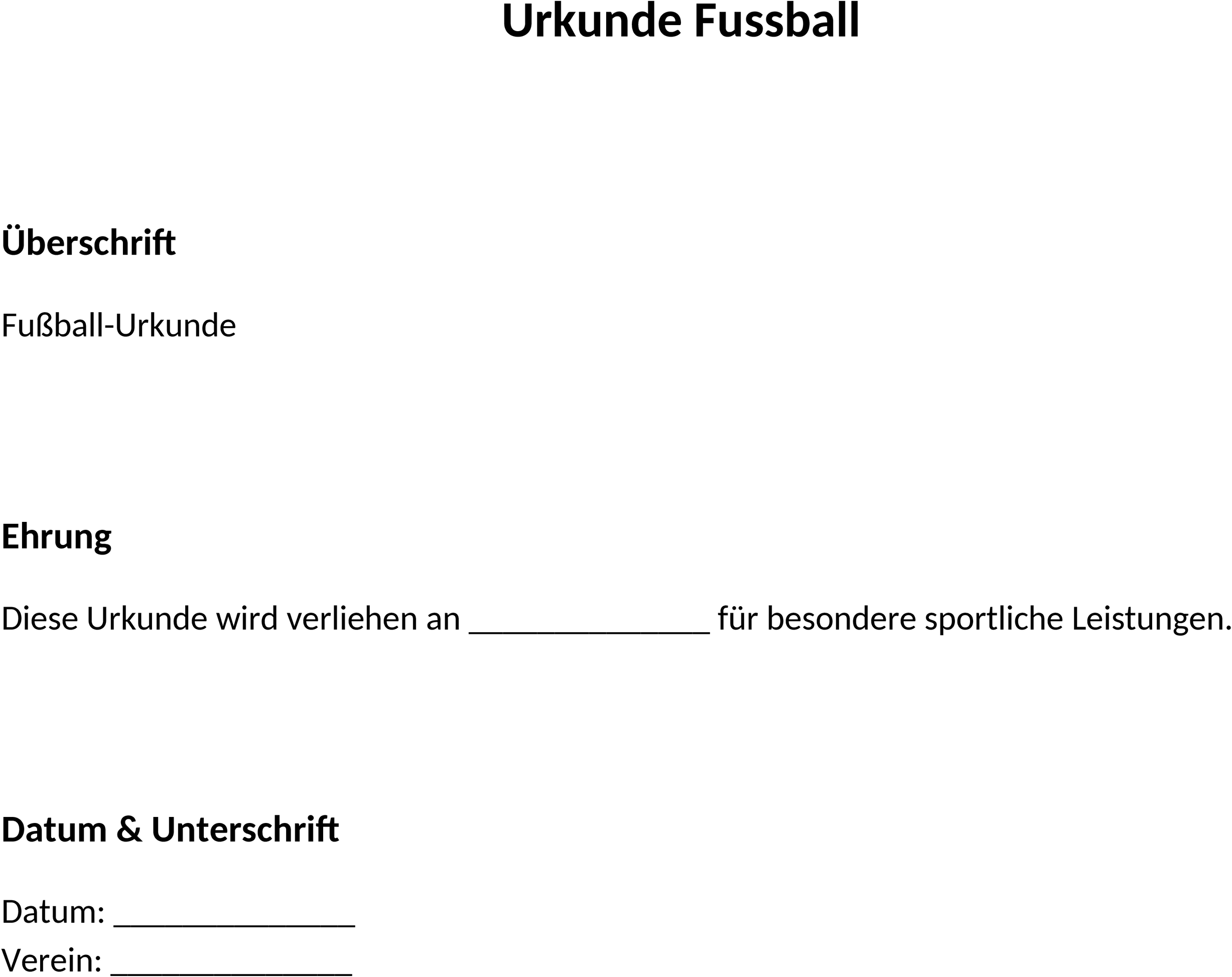 Word-Vorlage Fußball-Urkunde