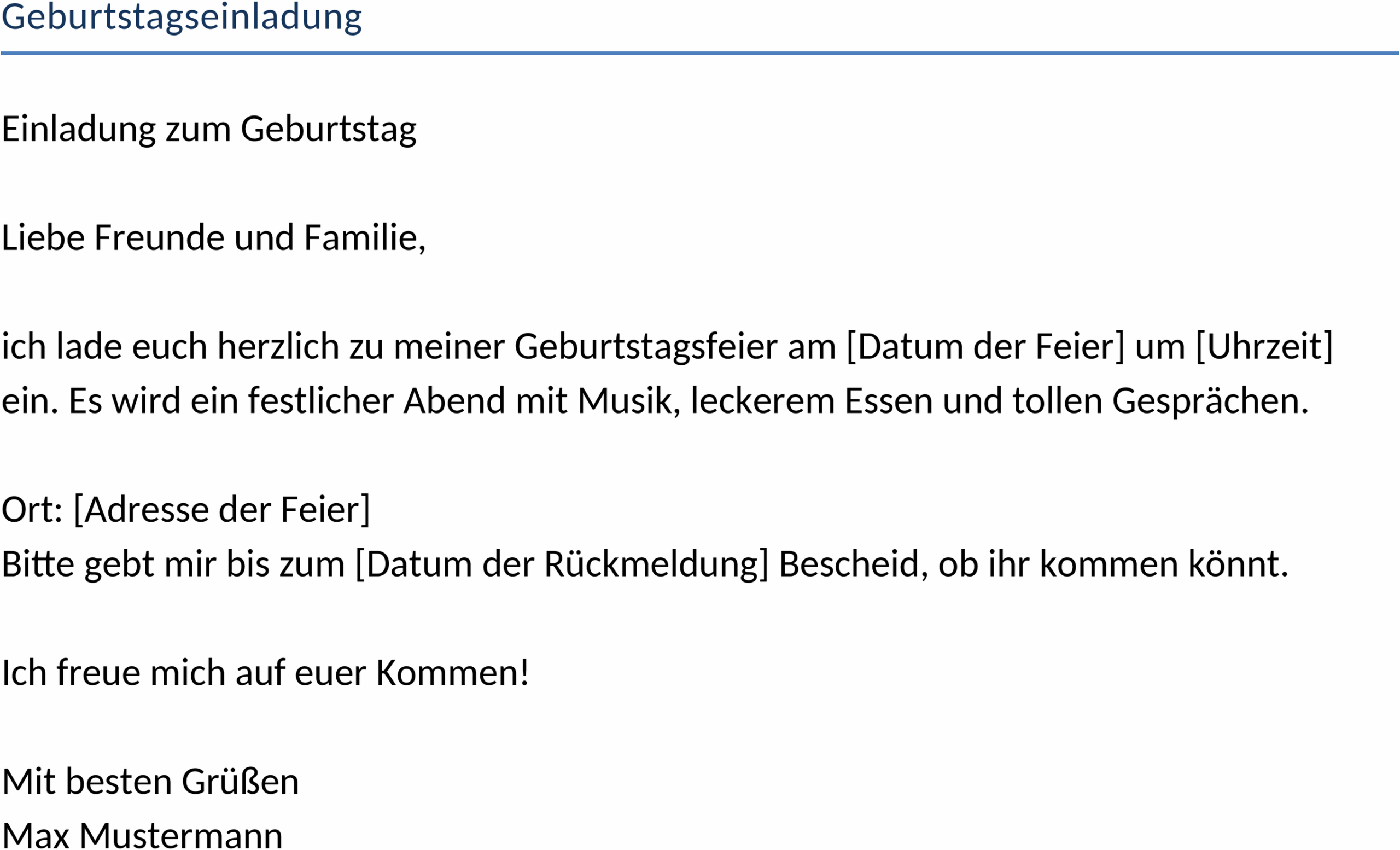Word Vorlage Geburtstagseinladung