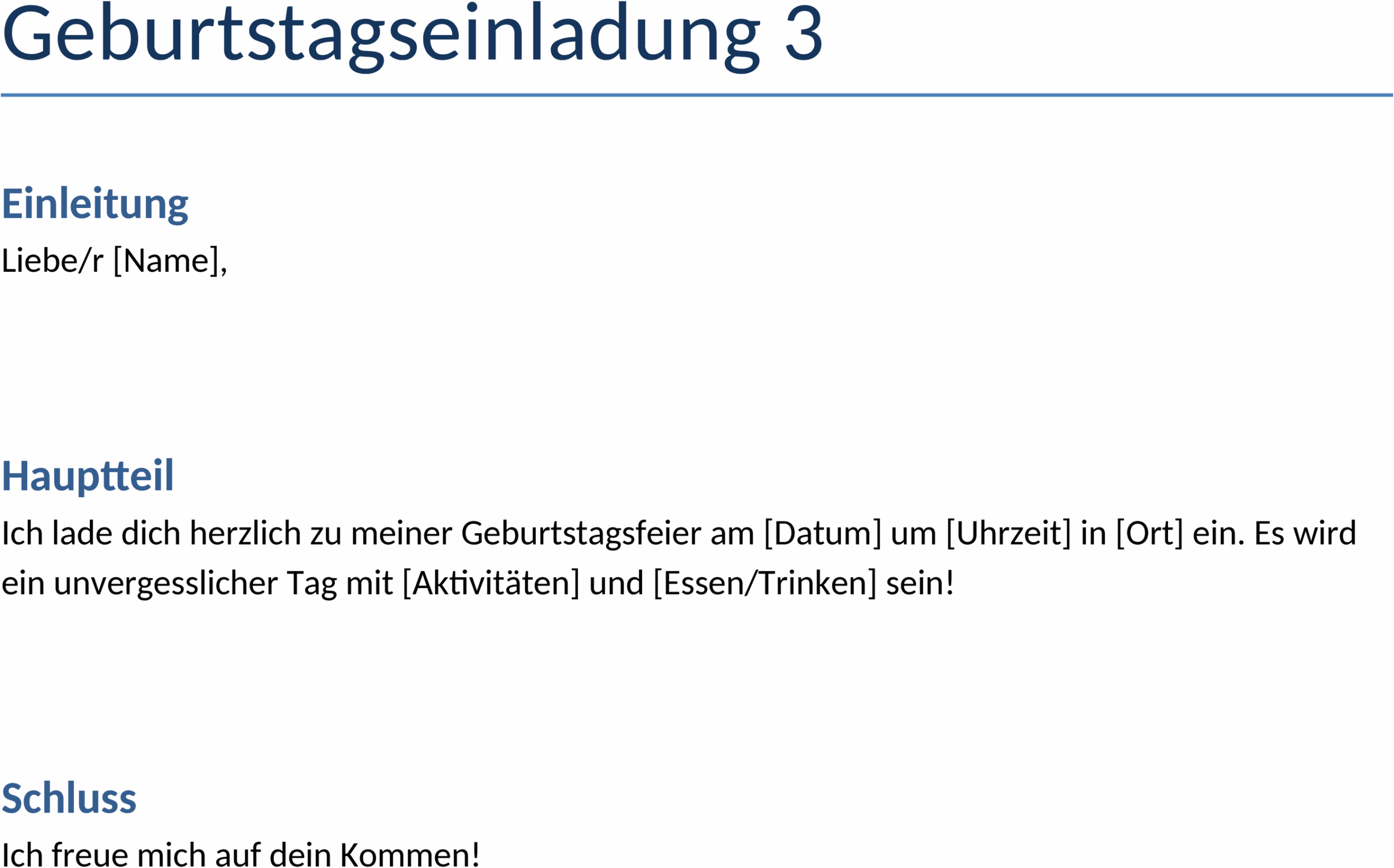 Word-Vorlage für Geburtstagseinladung