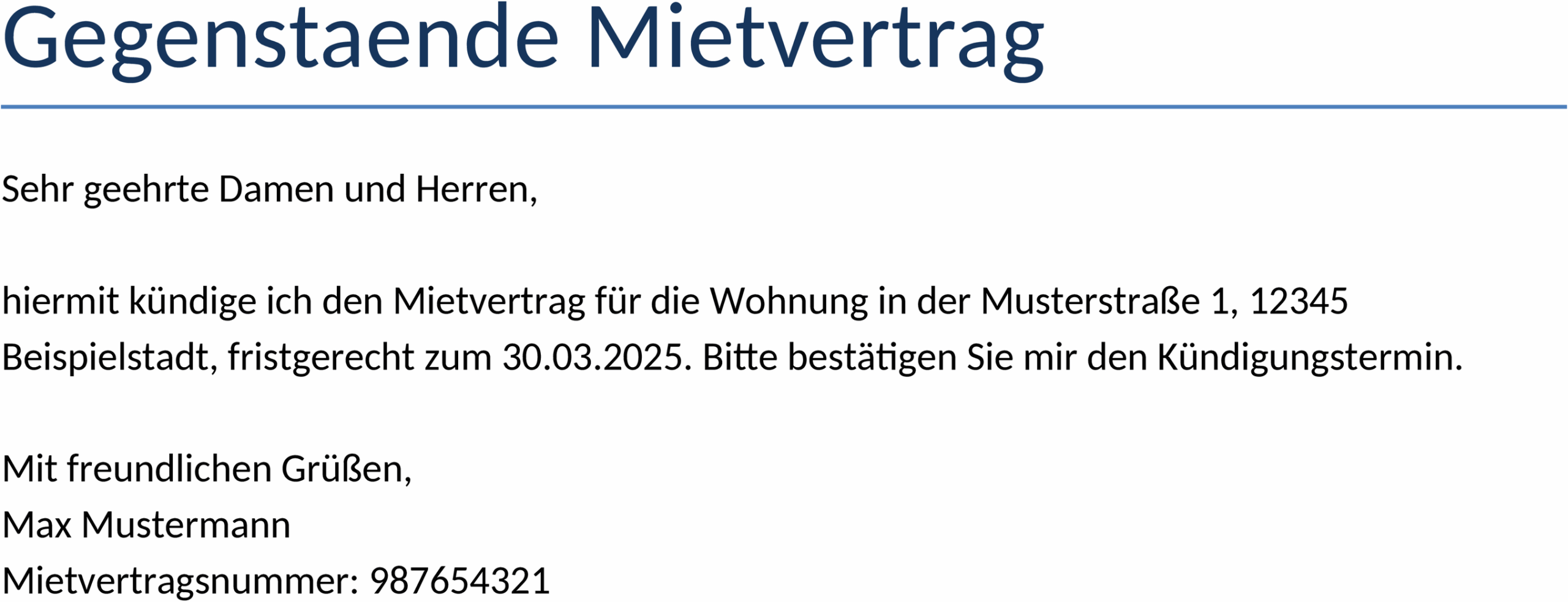 Word-Vorlage: Gegenstände Mietvertrag