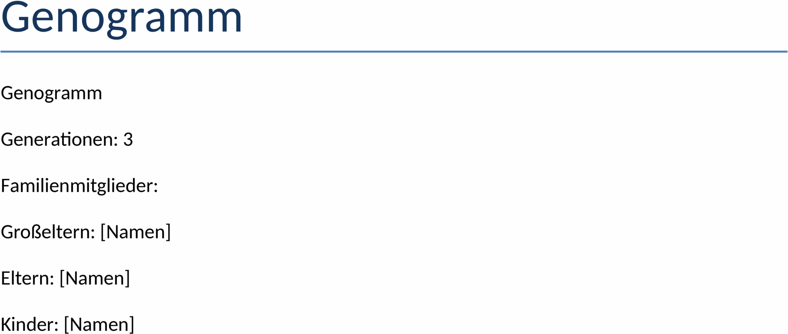 Word-Vorlage Genogramm für Familienstudien
