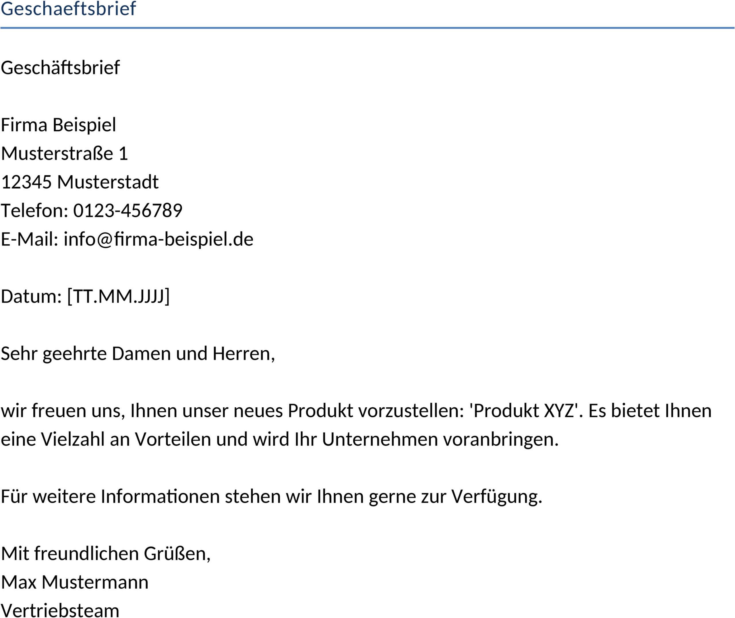 Word-Vorlage für Geschäftsbrief