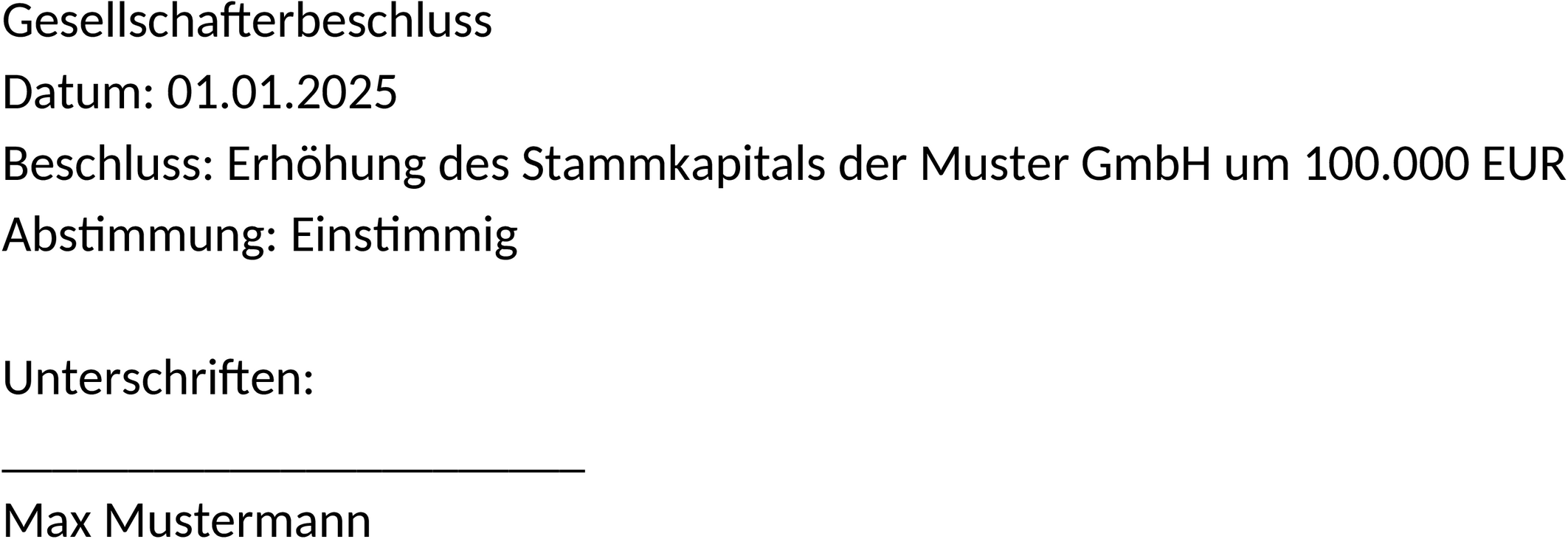 Word-Vorlage Gesellschafterbeschluss