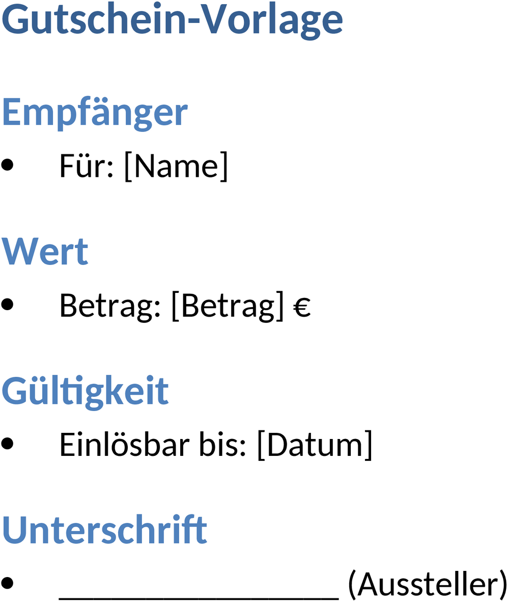 Word-Vorlage Gutschein für Kreative Geschenkgutscheine