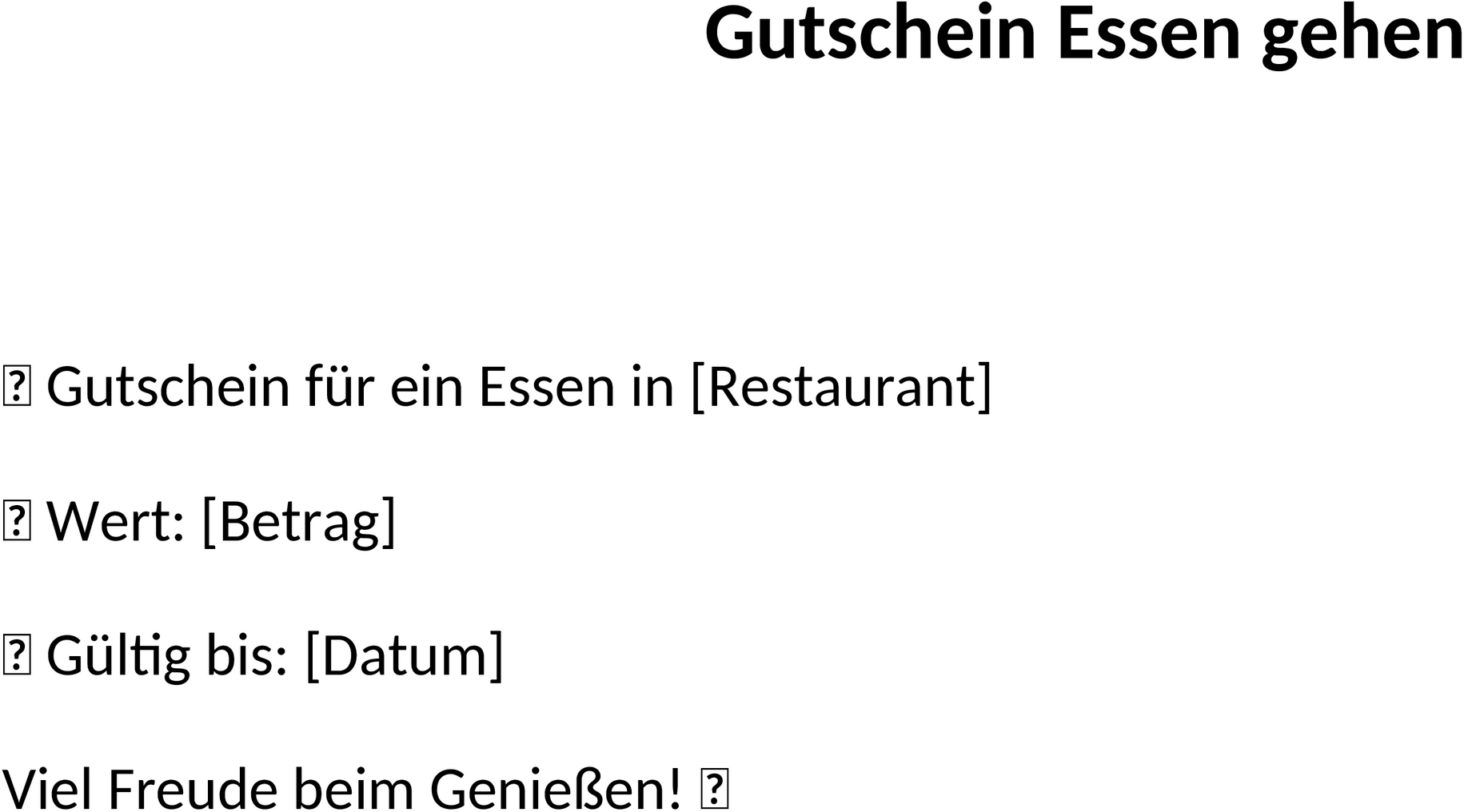 Word-Vorlage Gutschein Essen Gehen