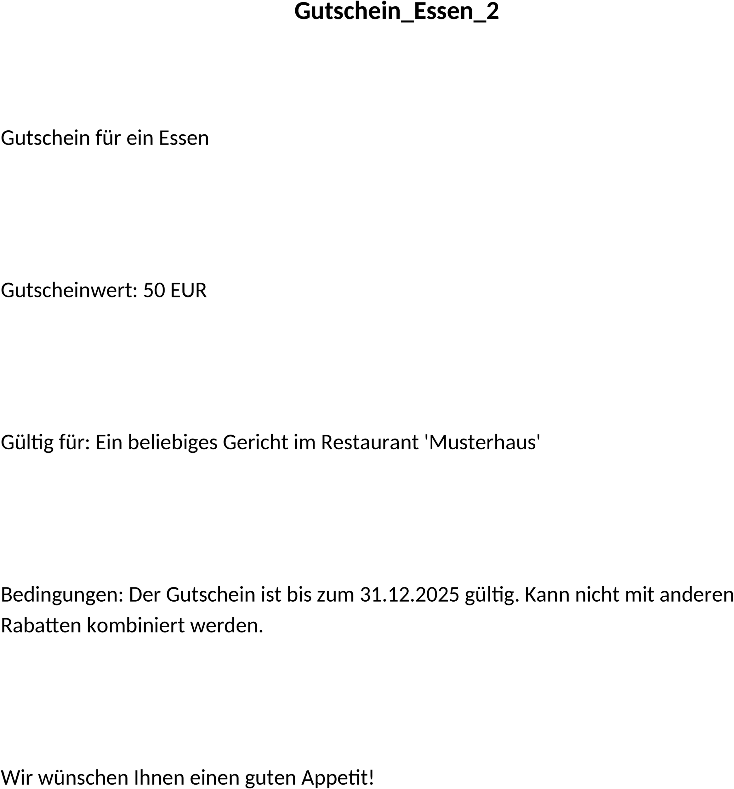 Word-Vorlage Gutschein Essen als DOCX