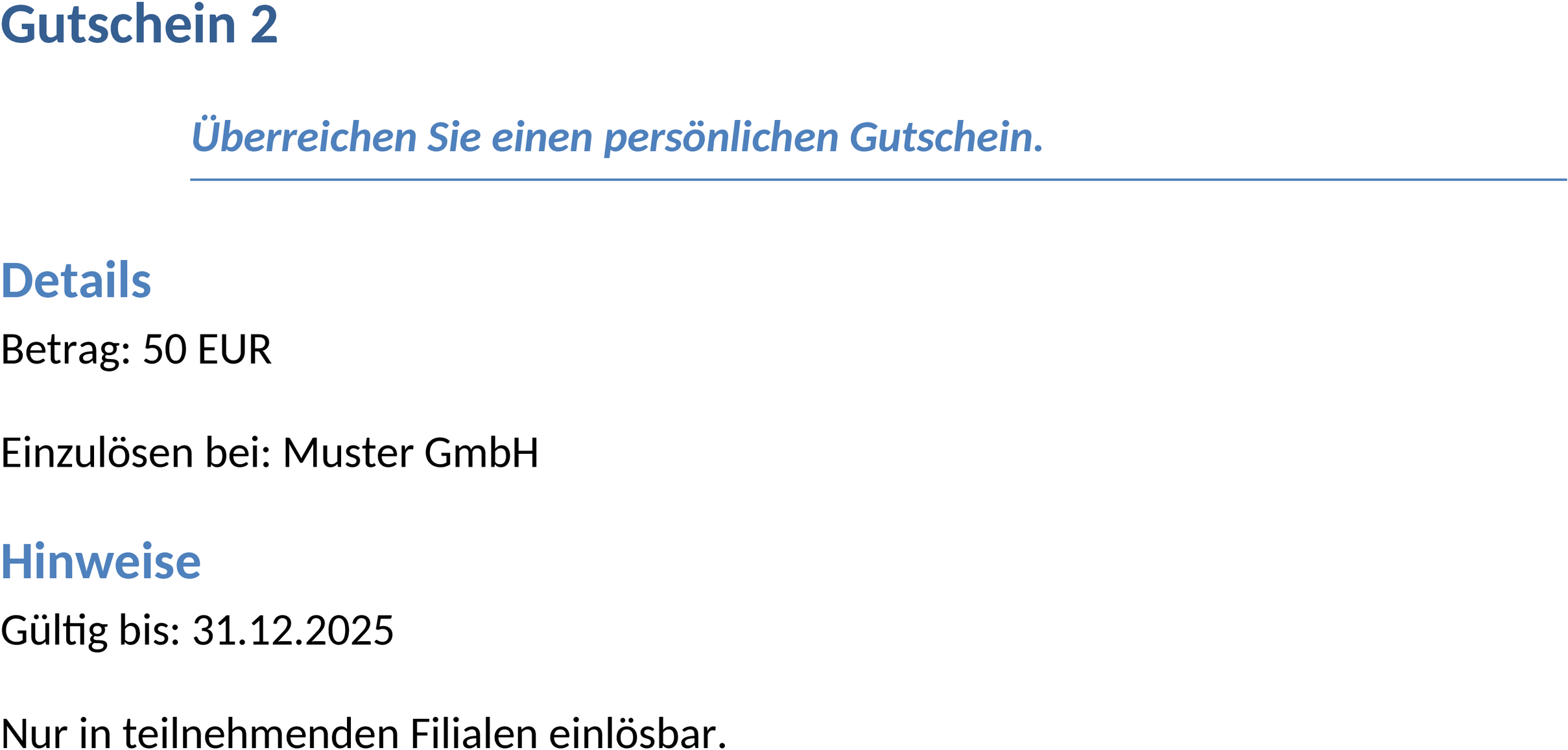 Word-Vorlage Gutschein