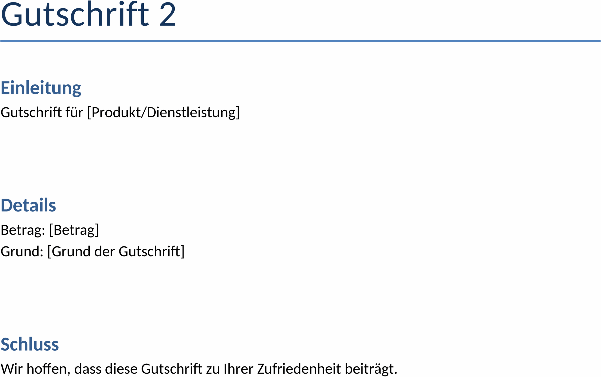 Word Vorlage Gutschrift
