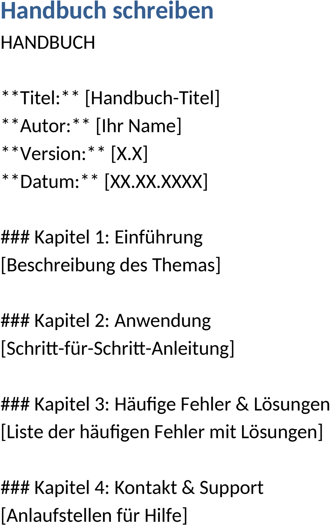 Word-Vorlage für Handbuch