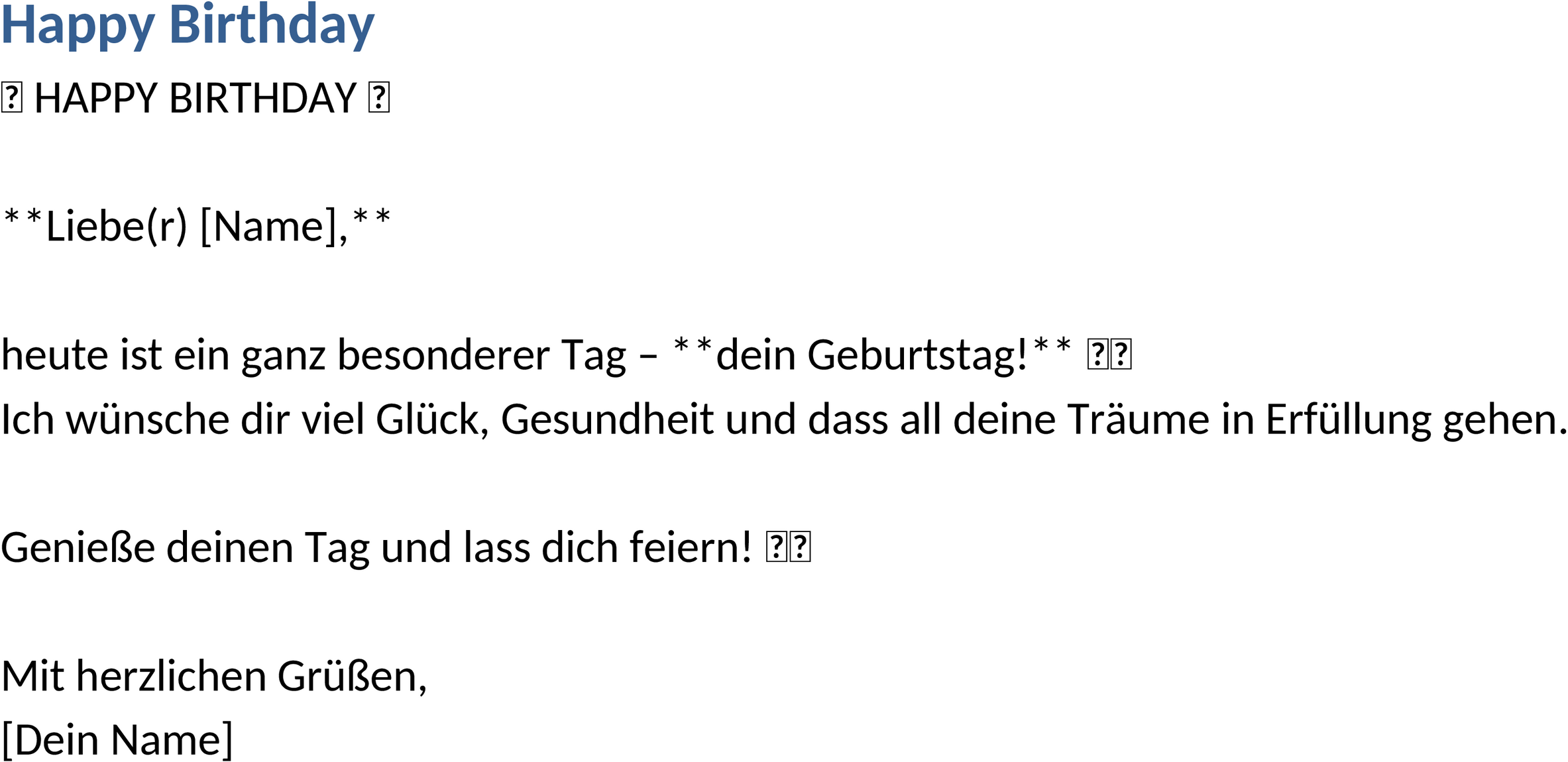 Word-Vorlage „Happy Birthday“