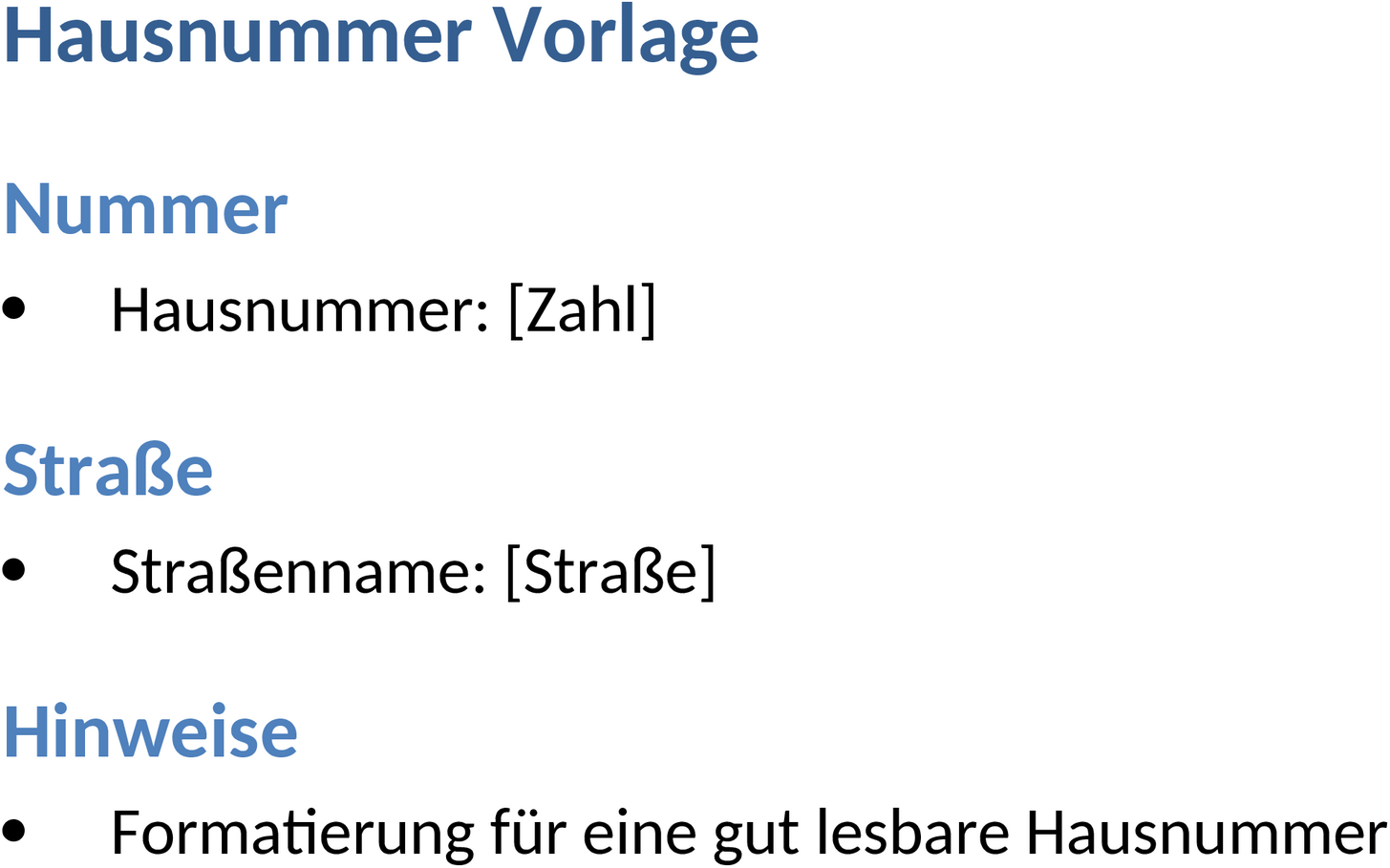 Word Vorlage für Hausnummer Schilder