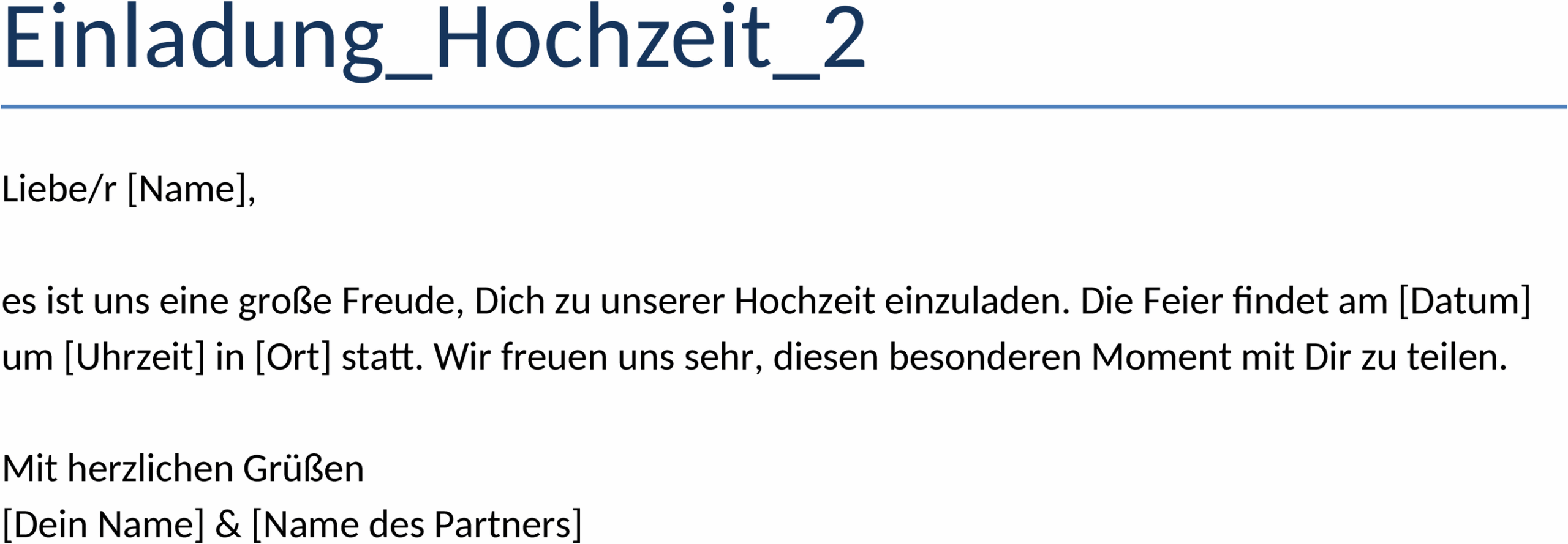 Word-Vorlage Hochzeitseinladung