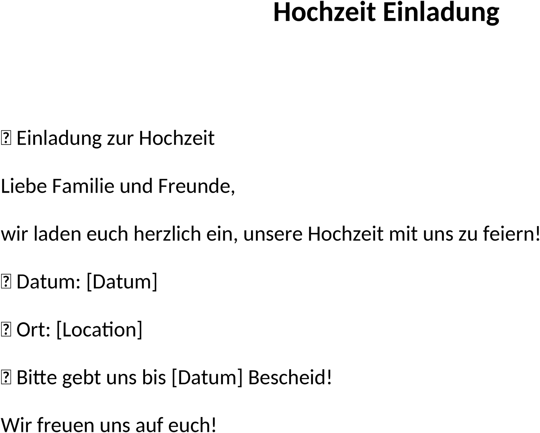 Word-Vorlage für Hochzeitseinladungen