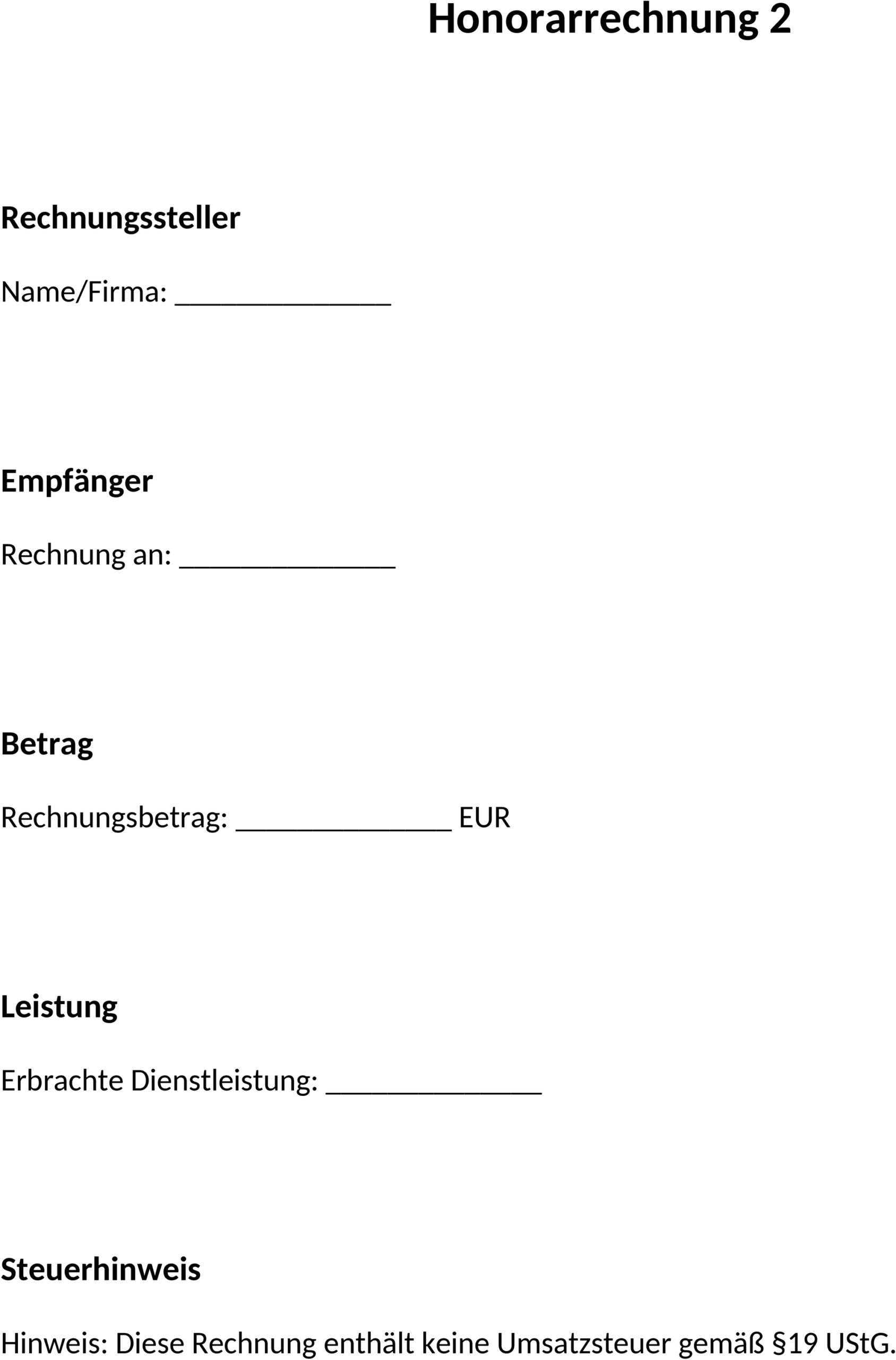 Word Vorlage Honorarrechnung
