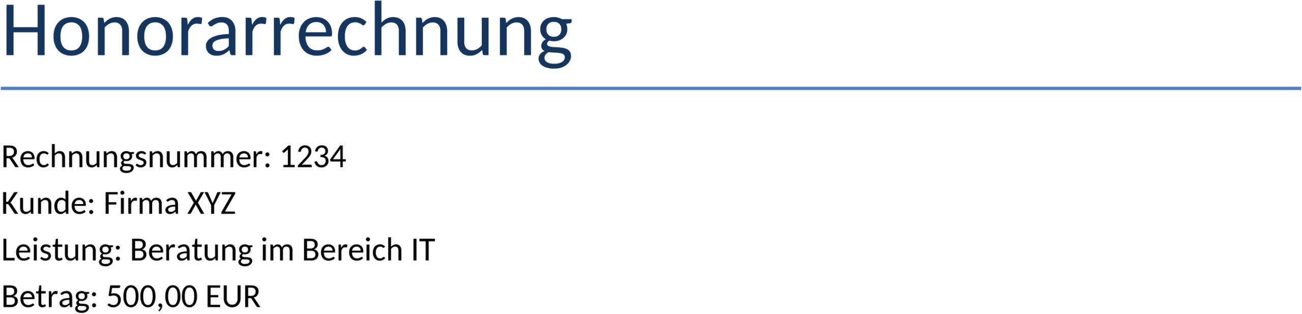 Word-Vorlage für Honorarrechnung