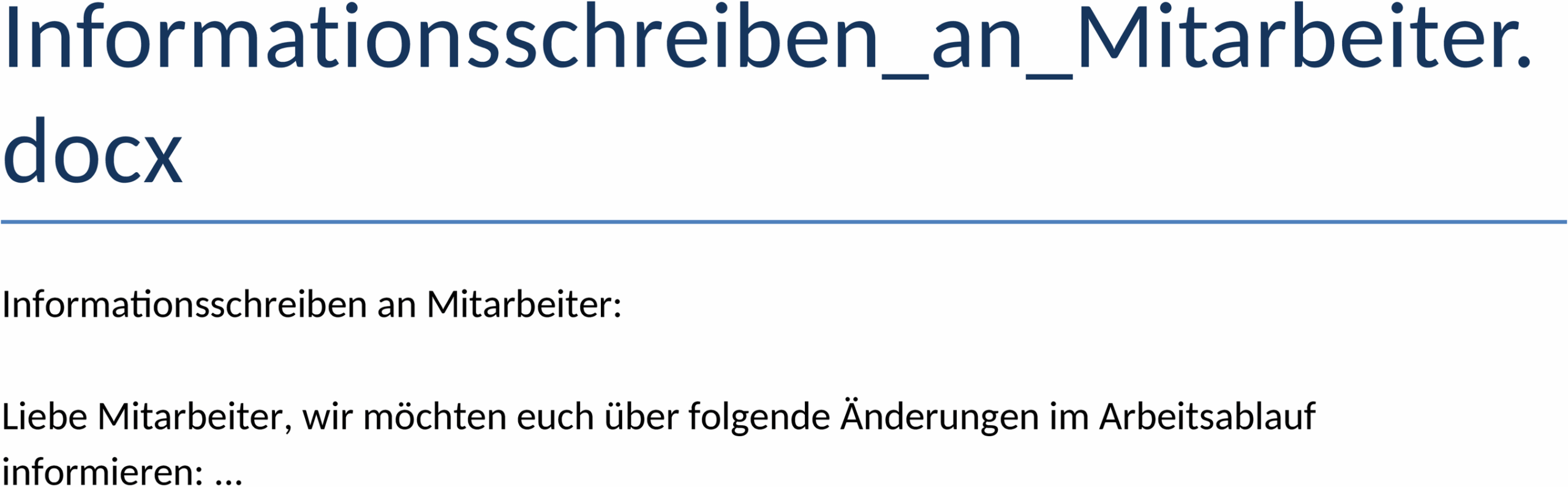 Word-Vorlage: Informationsschreiben an Mitarbeiter