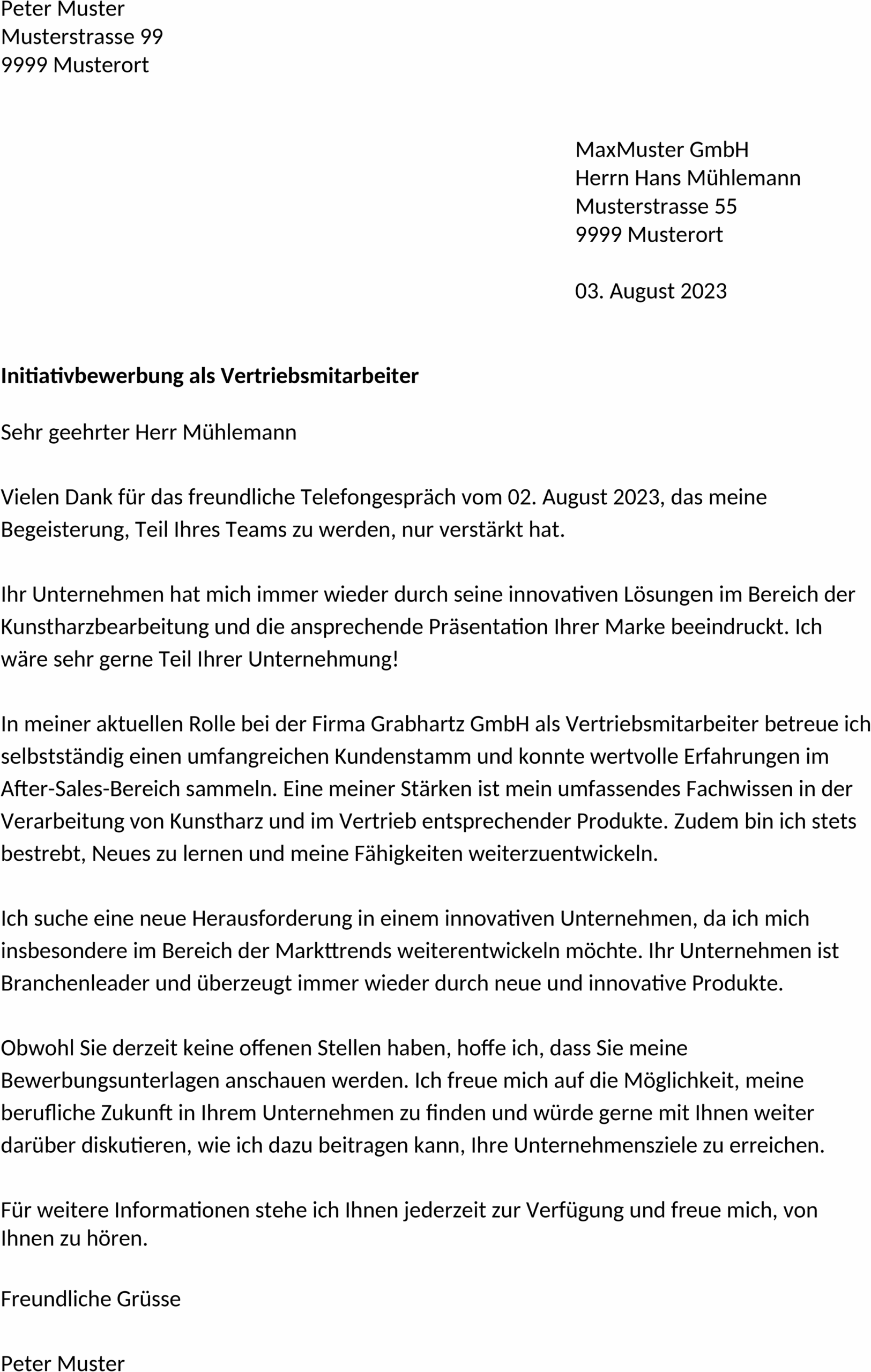 Word-Vorlage Initiativbewerbung