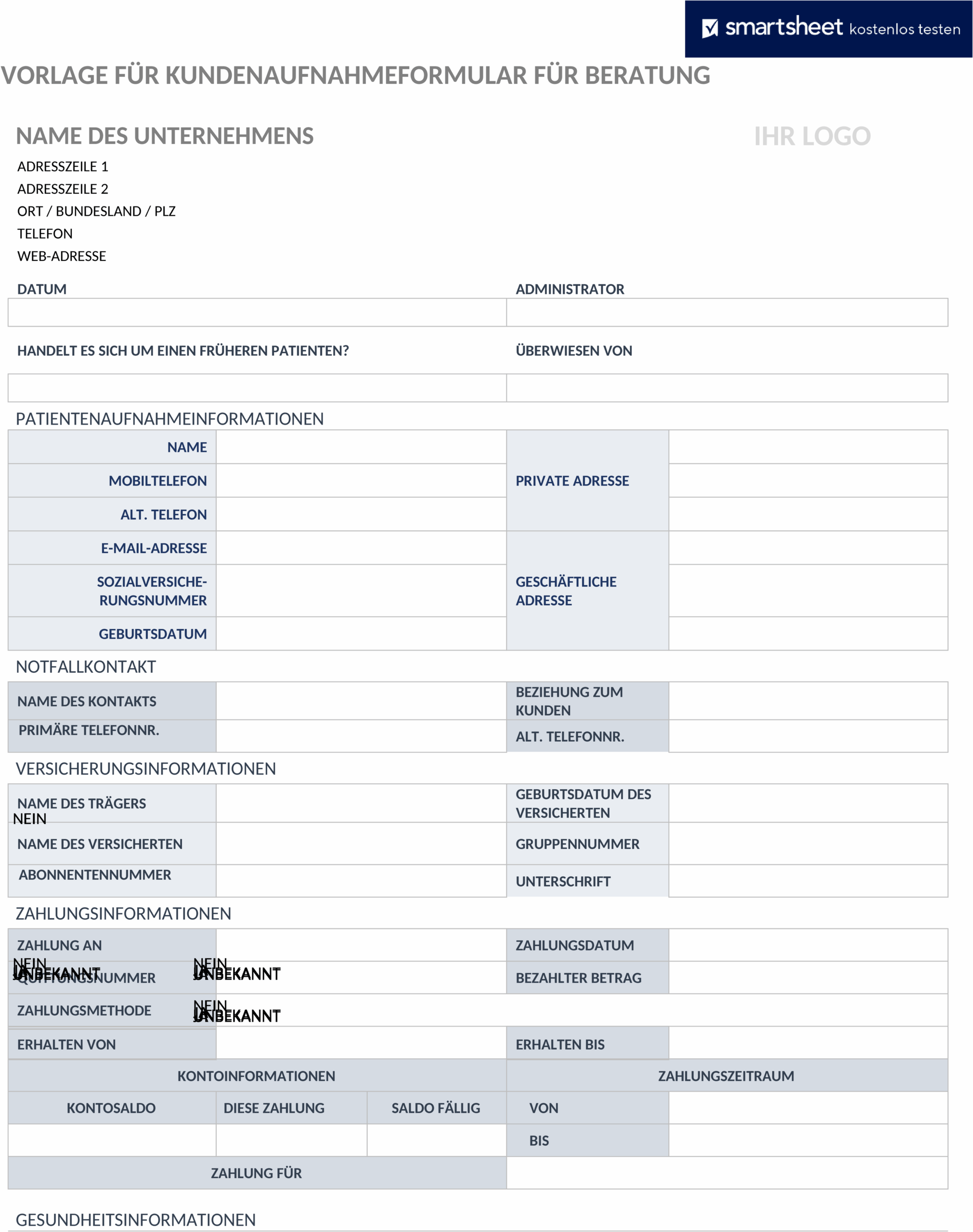 Word-Vorlage: Intake-Formular für Beratungsklienten