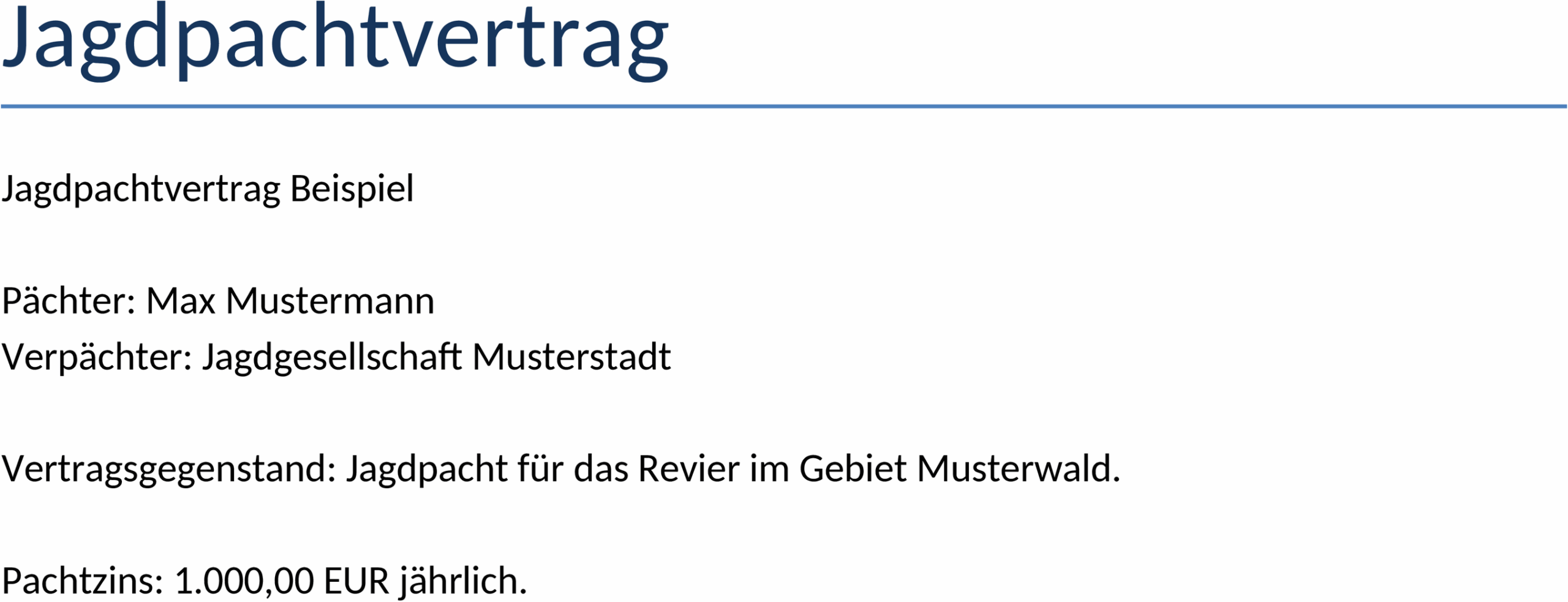 Word-Vorlage Jagdpachtvertrag
