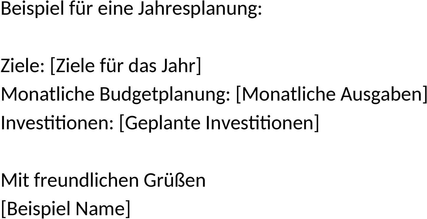 Word-Vorlage für Jahresplanung