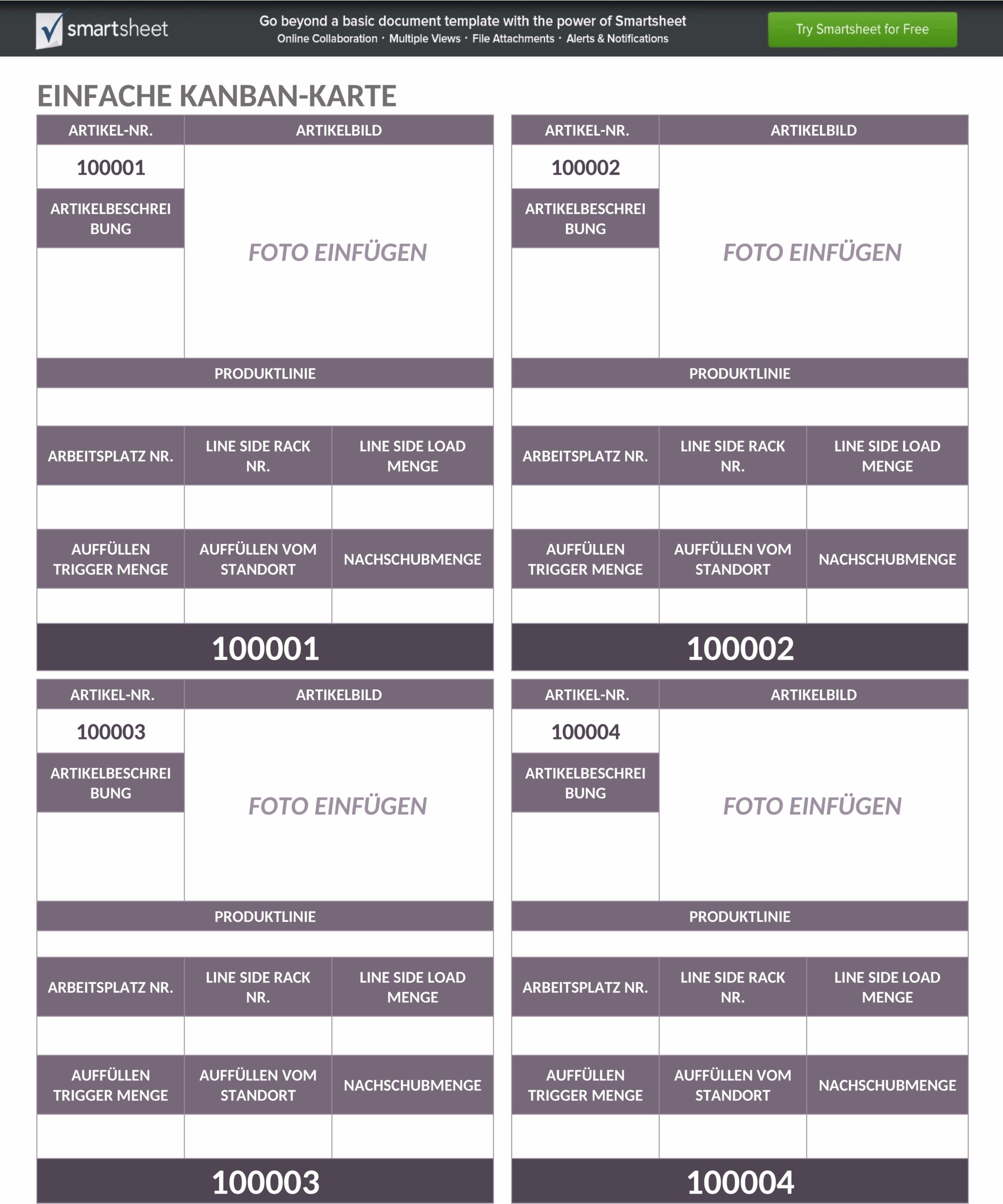 Word Vorlage Kanban Karte